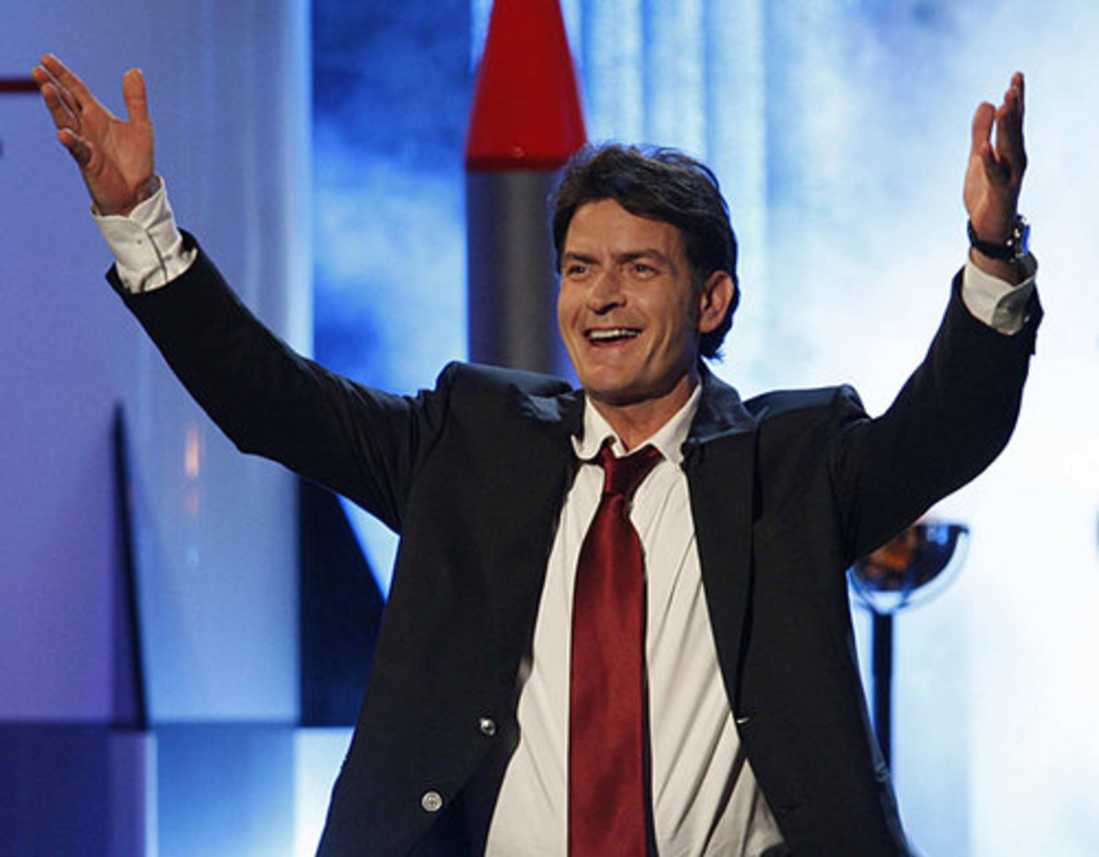 The actor, known for having tiger blood and Adonis DNA, handled the insults good-naturedly.