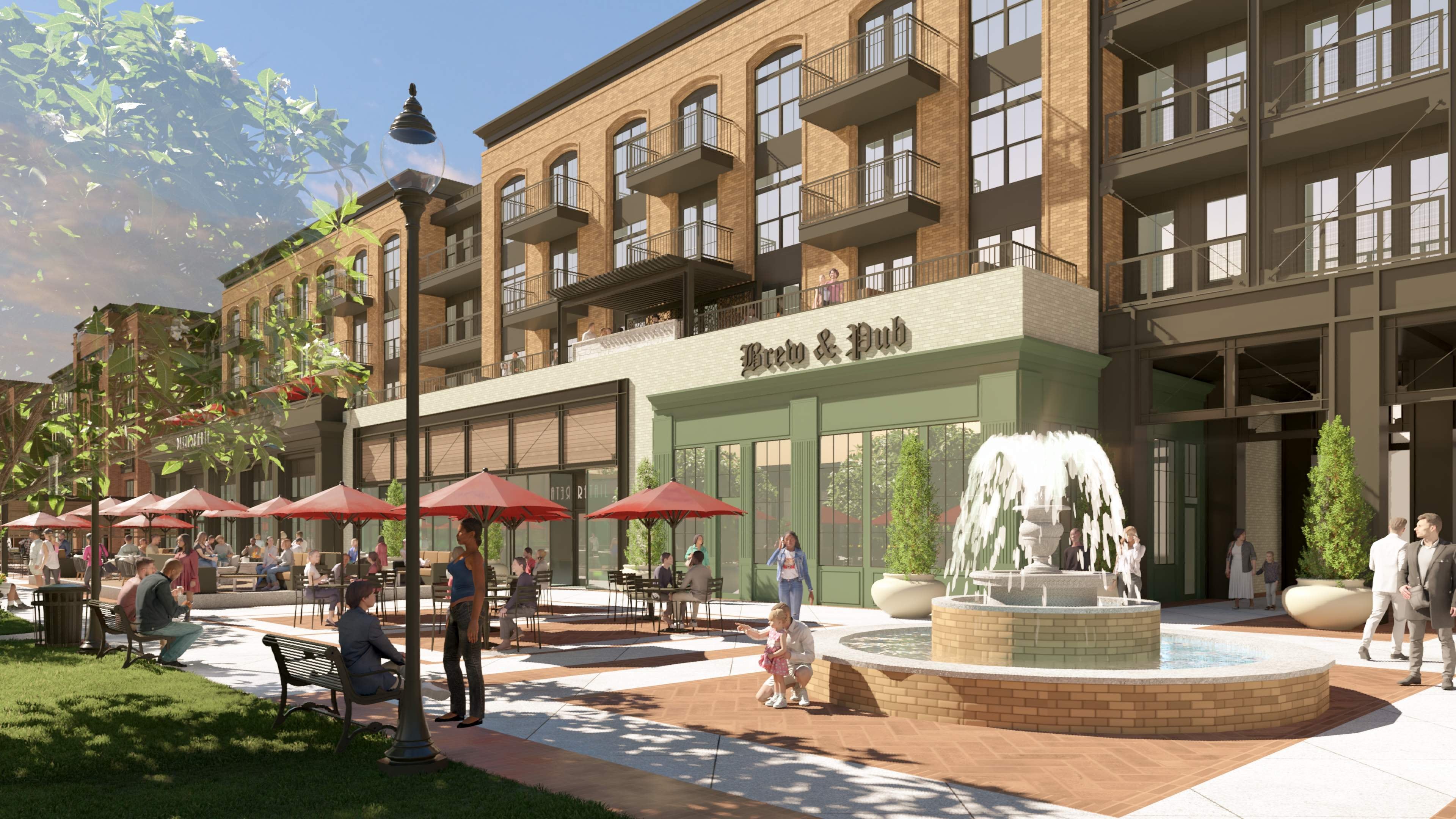 This is a rendering of the Lakeshore project, the retail and residential redevelopment of Lakeshore Mall in Gainesville. (Courtesy Branch Properties)