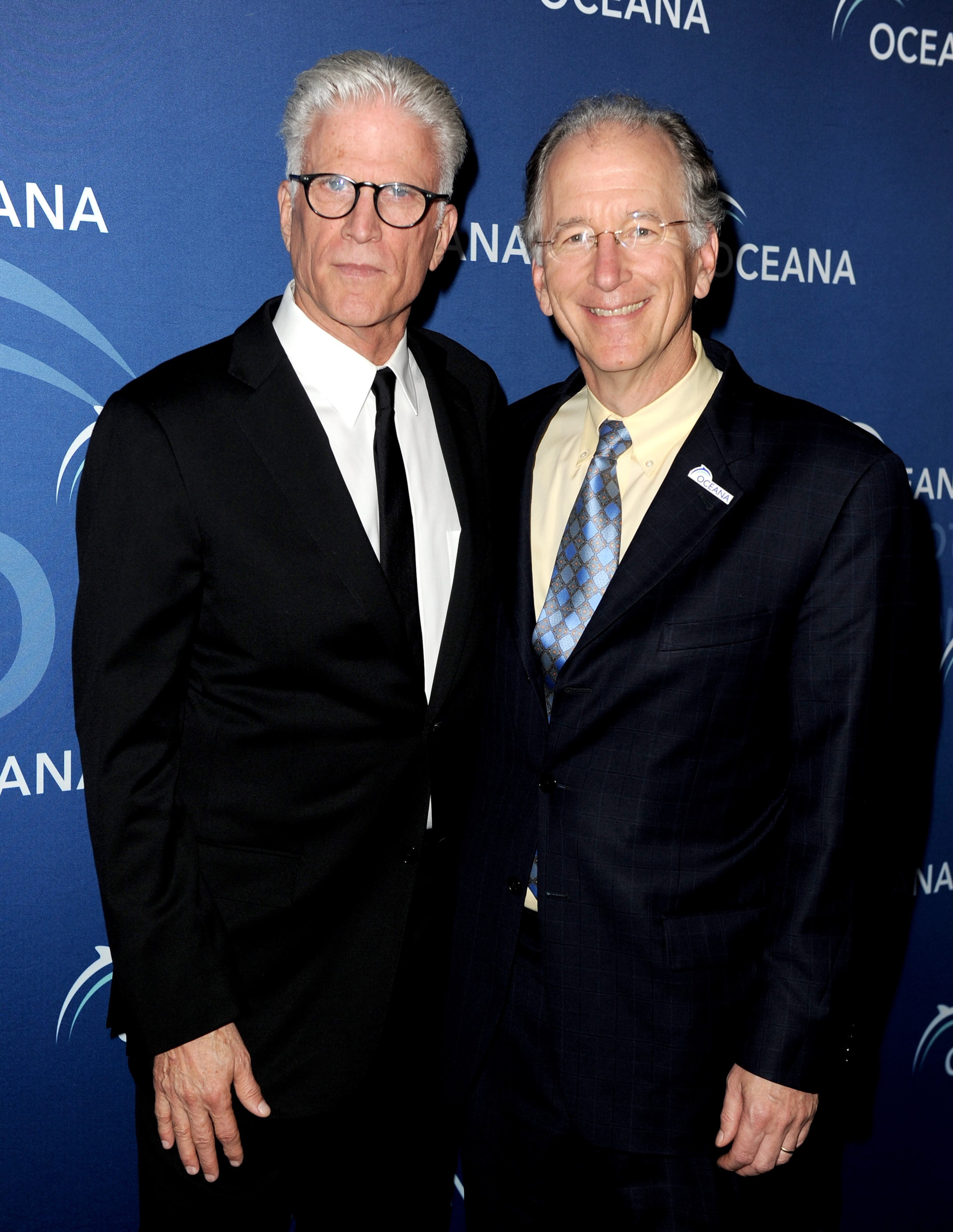 Actor Ted Danson (L) and Andy Sharpless, CEO, Oceana arrive at the Oceana Partners Award Gala at the Beverly Wilshire Hotel on October 30, 2013 in Beverly Hills, California. (Photo by Kevin Winter/Getty Images)