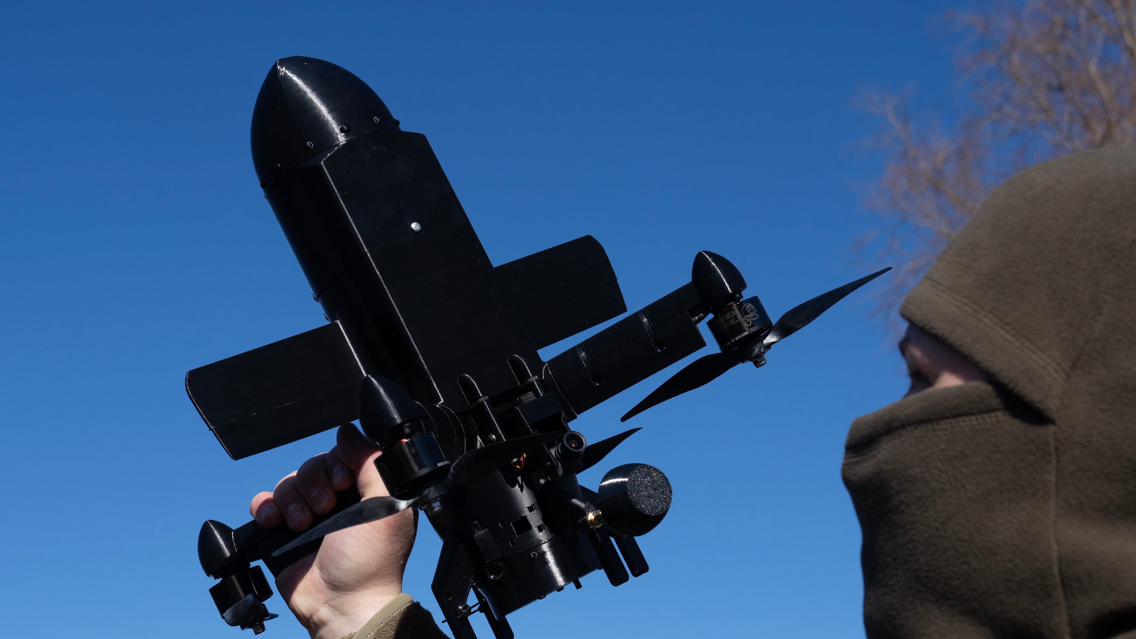 FILE - An instructor from the Ukrainian company General Cherry demonstrates the operation of an anti-air interceptor drone designed to destroy Russian attack drones in Kyiv region, on March 11, 2026. (AP Photo/Efrem Lukatsky, File)