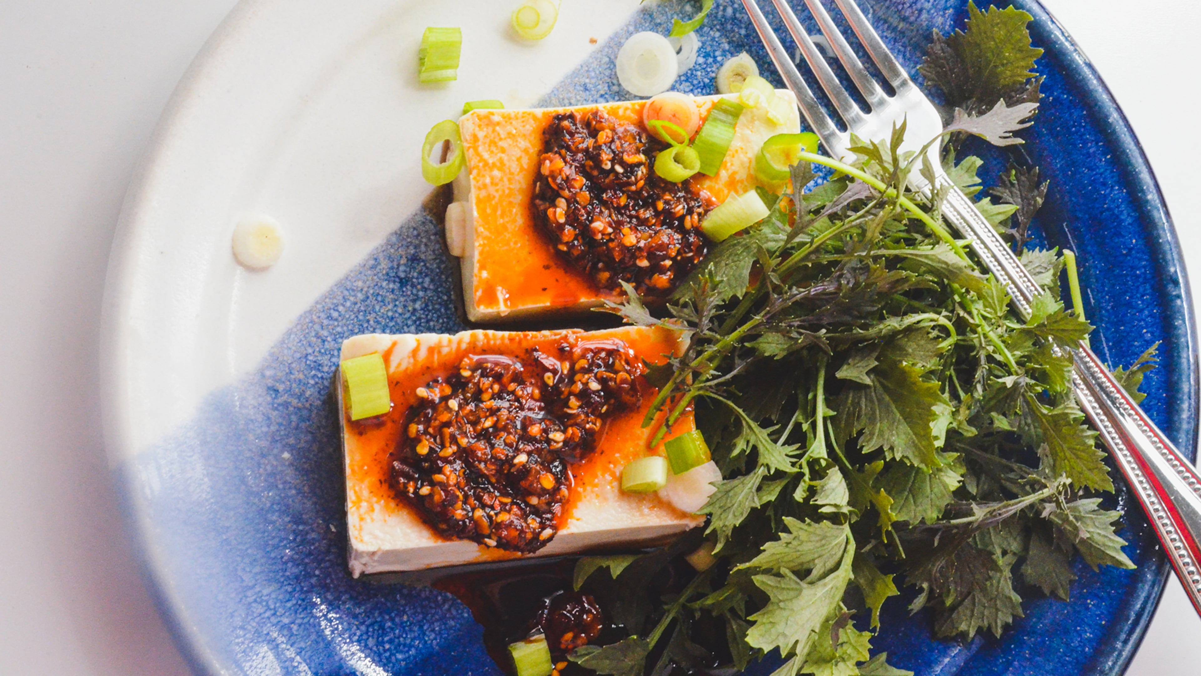 Chilled Silken Tofu with Chili Crisp. (Virginia Willis for The Atlanta Journal-Constitution)