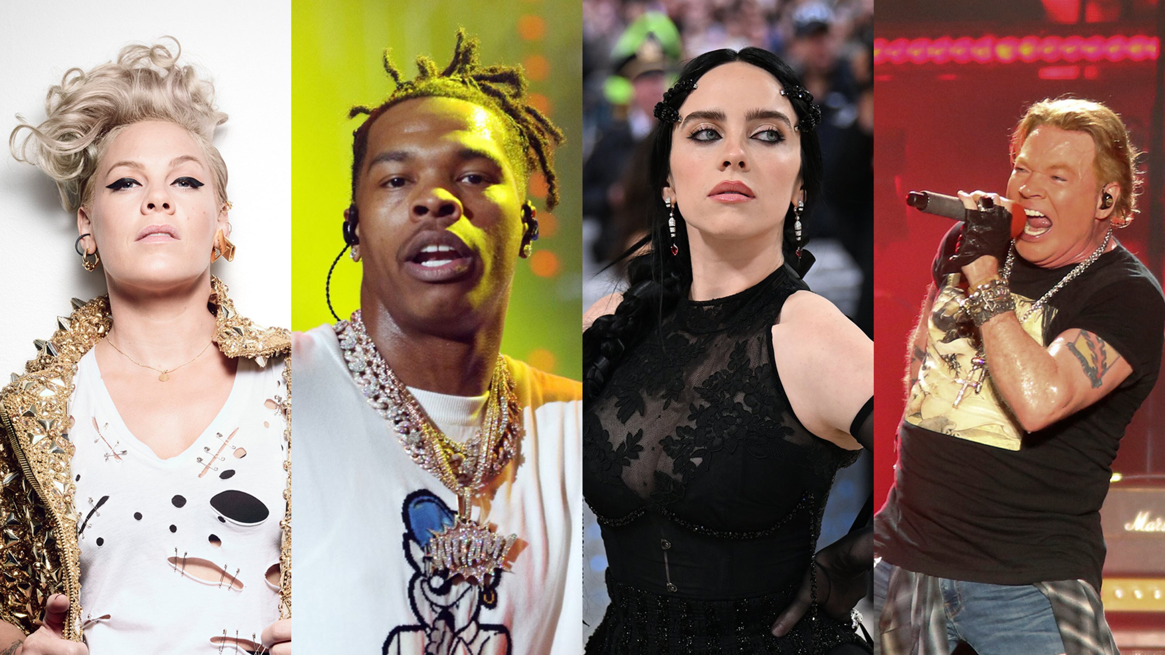 The Music Midtown festival 2023 include Pink, Lil Baby, Billie Eilish and Guns 'n Roses. AP/NYT/AJC file photos