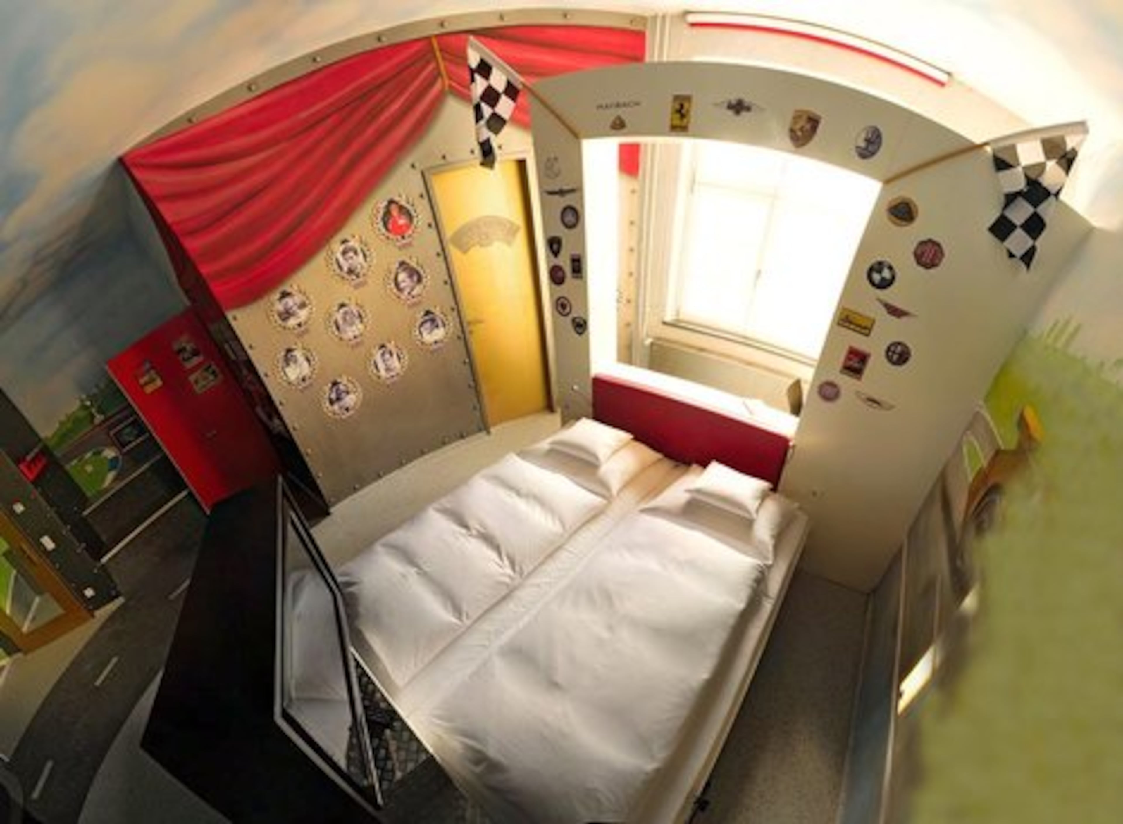 Racing fans may be drawn to the Formula 1 motor racing room. The room is decorated with memorabilia from the sport's history.