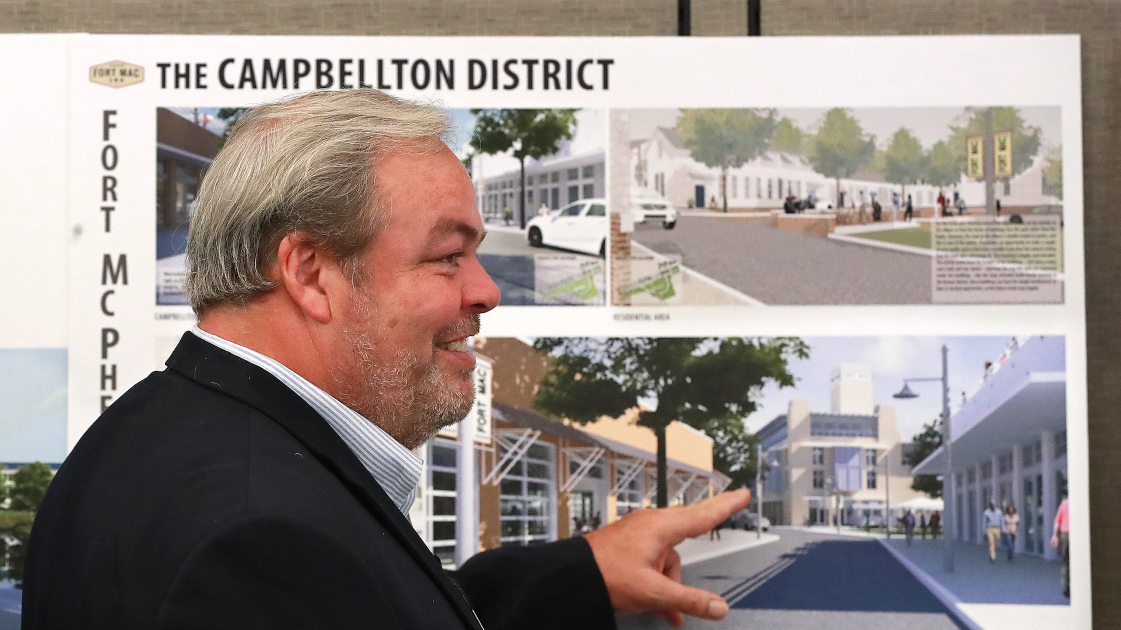 Developer Stephen Macauley describes his proposed Campbellton district during a meeting of the McPherson Implementing Local Redevelopment Authority Board on July 11, 2019, in Atlanta. CURTIS COMPTON/CCOMPTON@AJC.COM