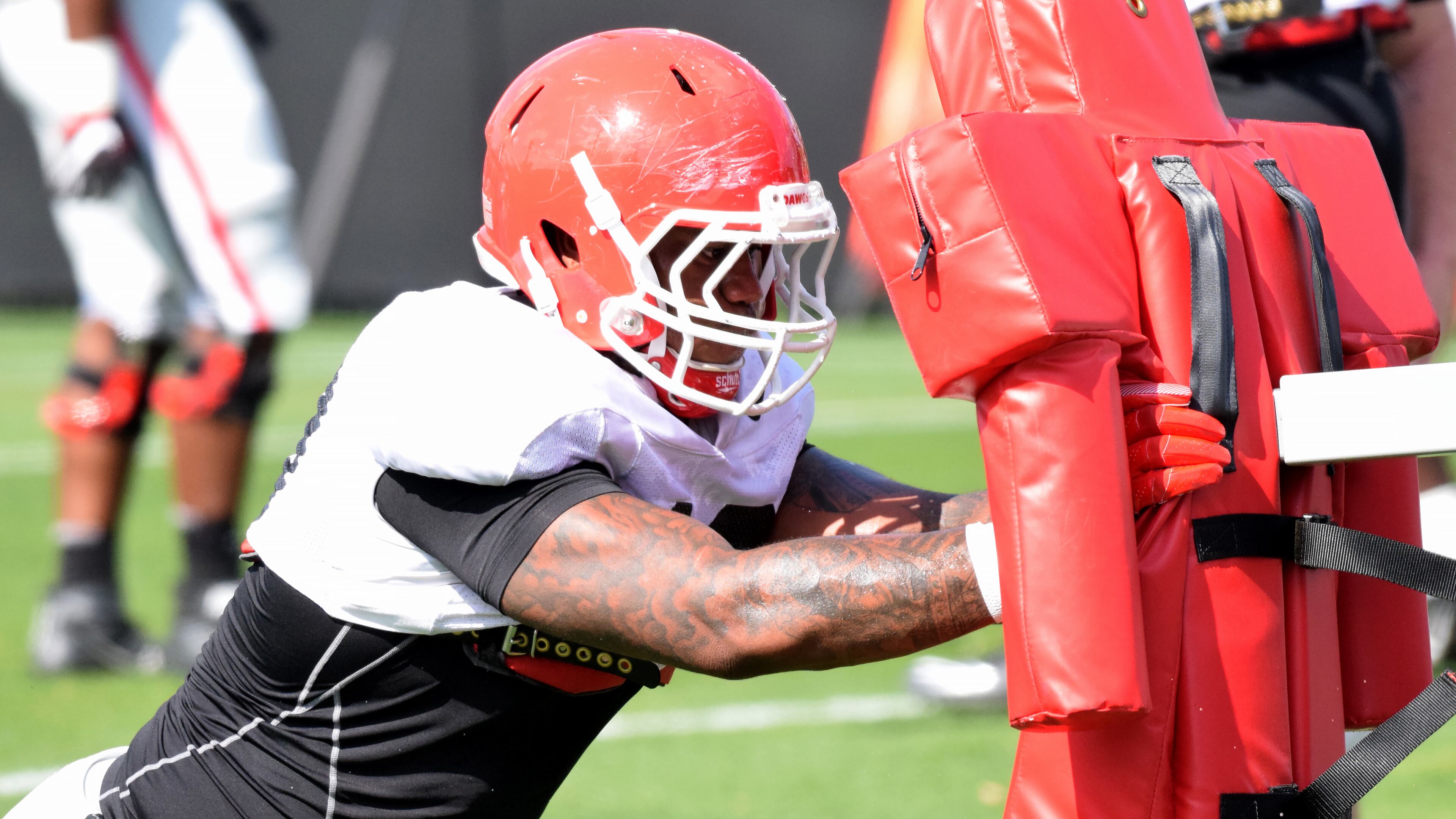 Georgia defensive end Jonathan Ledbetter (13) during the Bulldogs' practice Tuesday, April 10, 2018, on the Woodruff Practice Fields in Athens