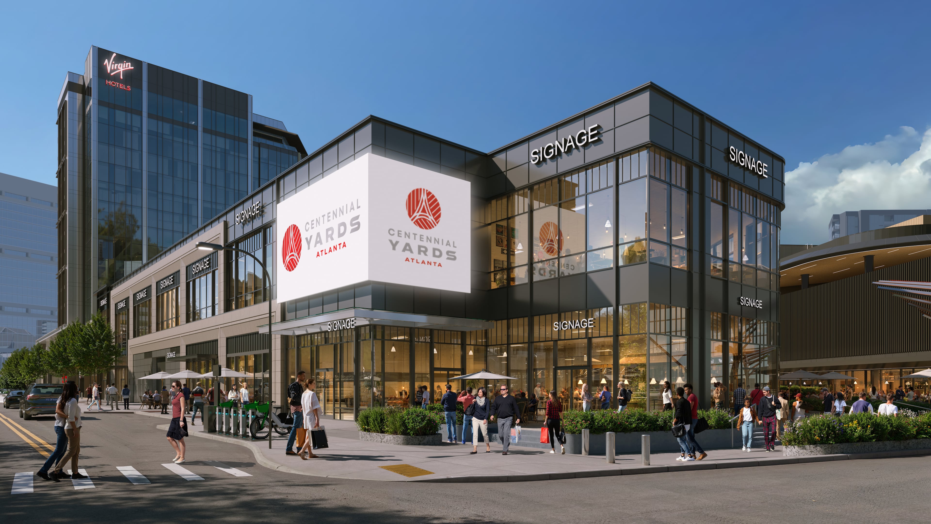 This rendering shows a planned Fanatics store at Centennial Yards in downtown Atlanta, which is in partnership with the Atlanta Hawks. It's the first Fanatics store of this kind. (Courtesy of Centennial Yards)