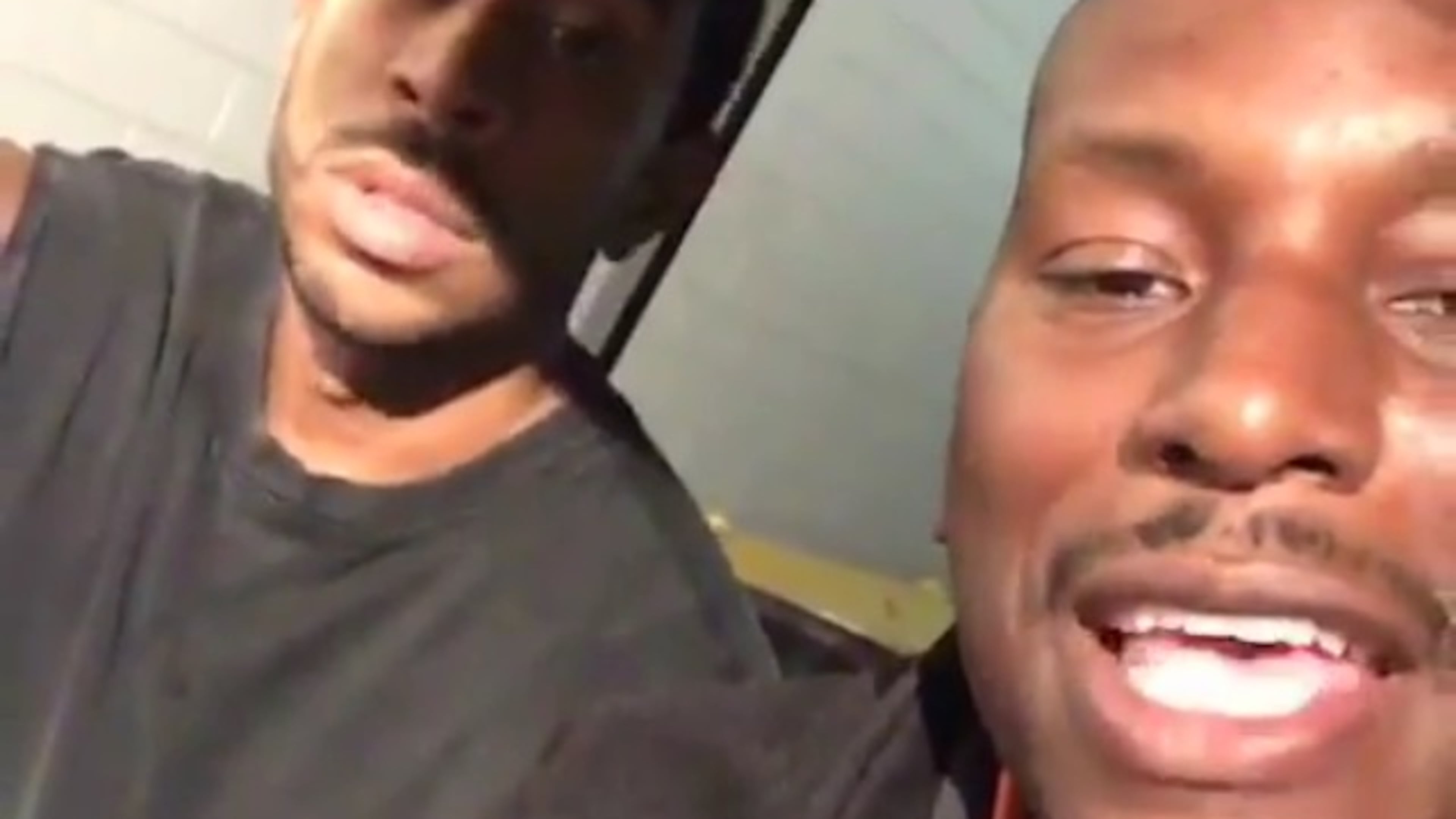 An image from the clip Tyrese Gibson and Ludacris posted from the "Fast 8" set.