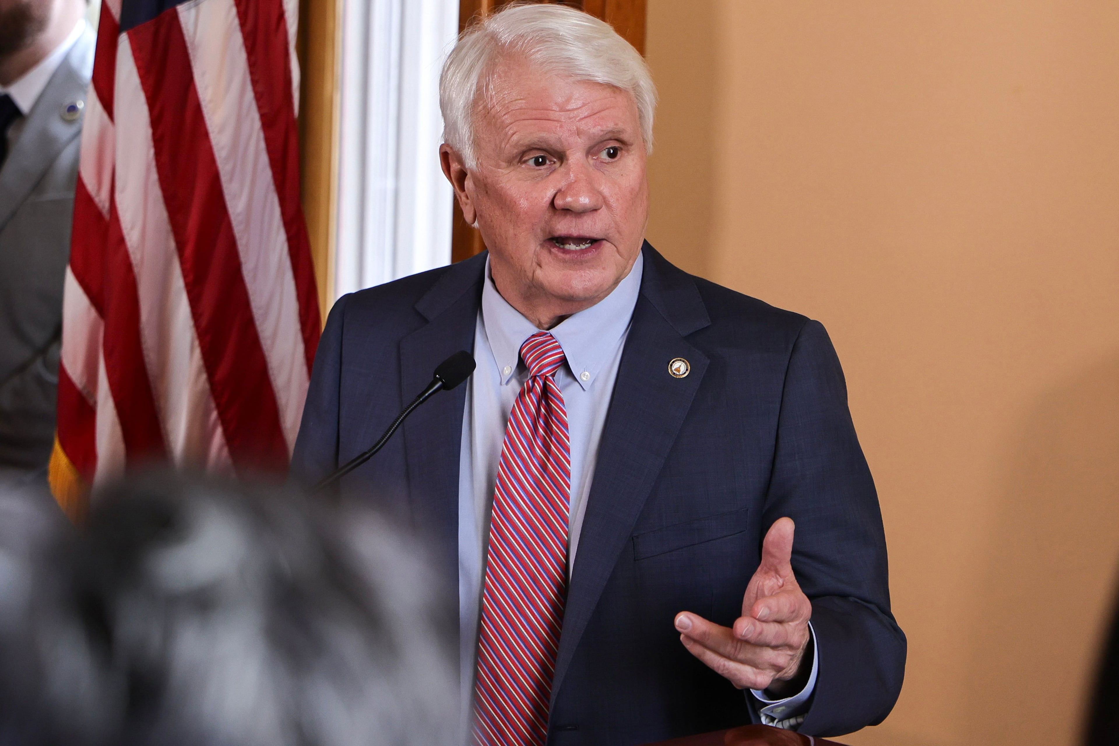 Georgia House Speaker Jon Burns speaks to the media during a press conference at the Georgia State Capitol, in Atlanta, 2024. Burns said Tuesday on the "Politically Georgia" podcast that protection of the Okefenokee Swamp will continue to be a concern in the General Assembly. (Natrice Miller/AJC)