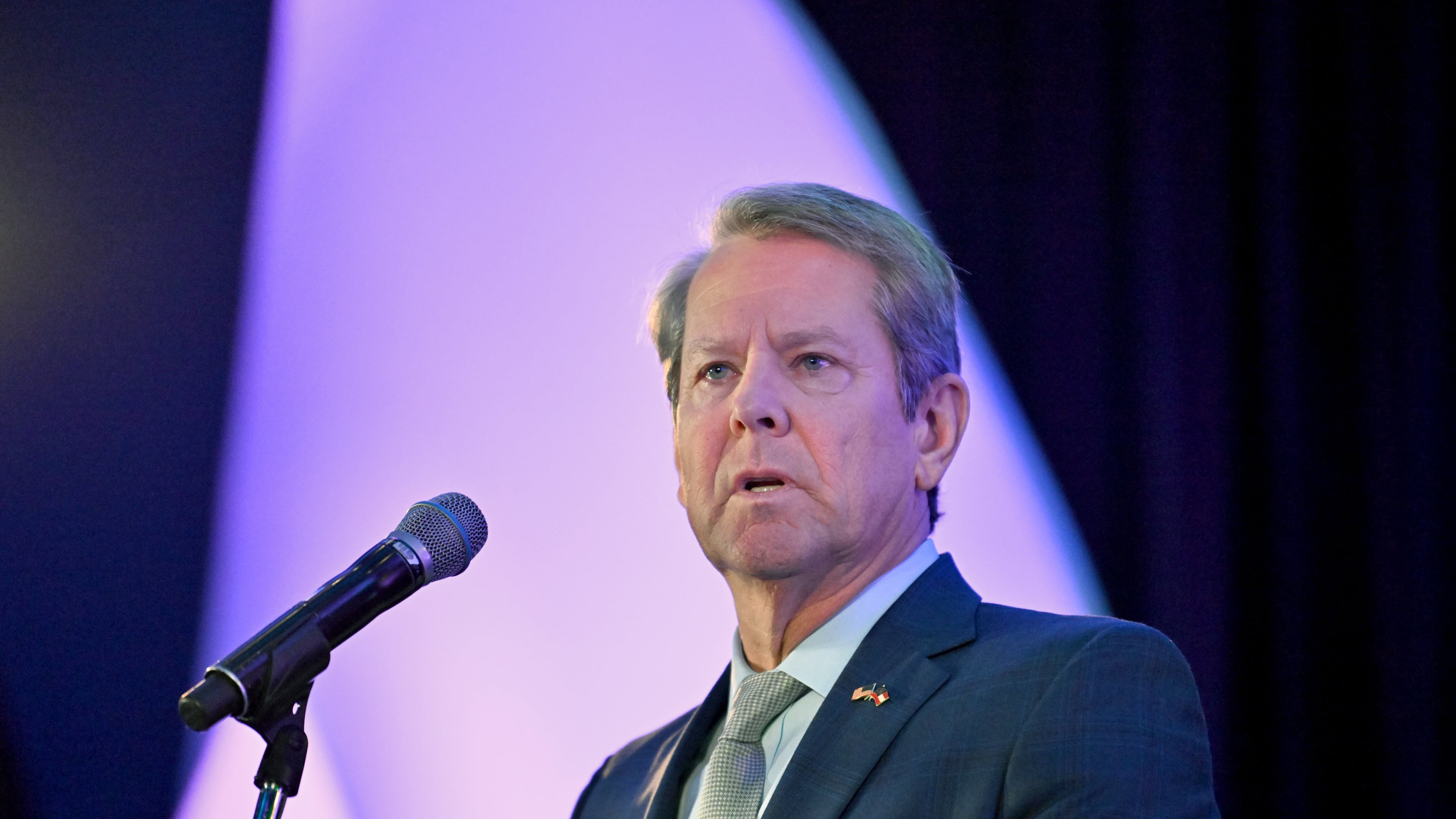 Gov. Brian Kemp speaks during an event at the Georgia Aquarium last month in Atlanta. (Hyosub Shin/AJC)
