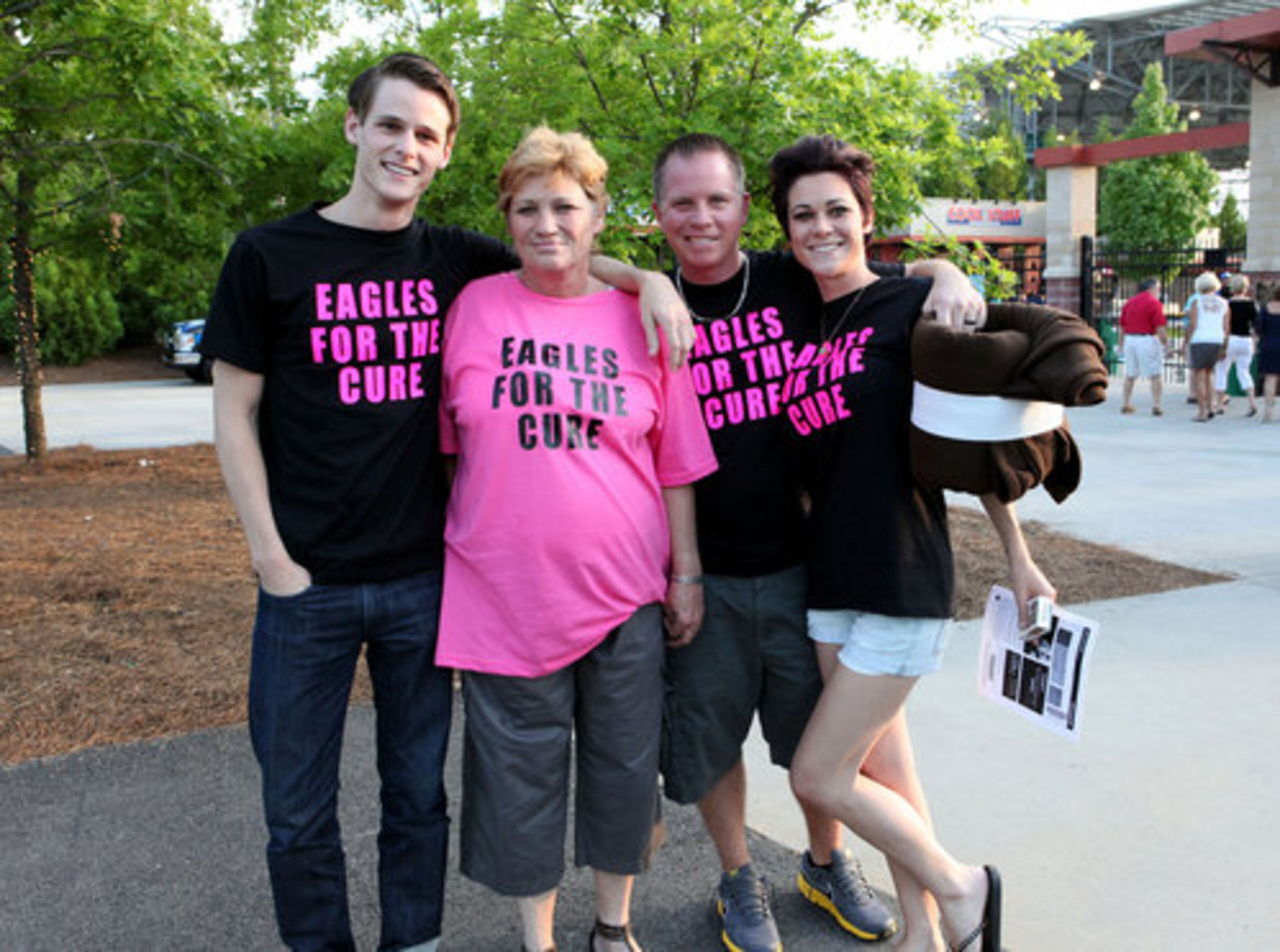 Sterling (from left) and Allison Utley, and Ricky and Cameron Selby flew in from Dallas, Texas, for a special reason. Allison, the family's matriarch, was diagnosed with cancer several weeks ago and seeing an Eagles concert topped her "bucket list."