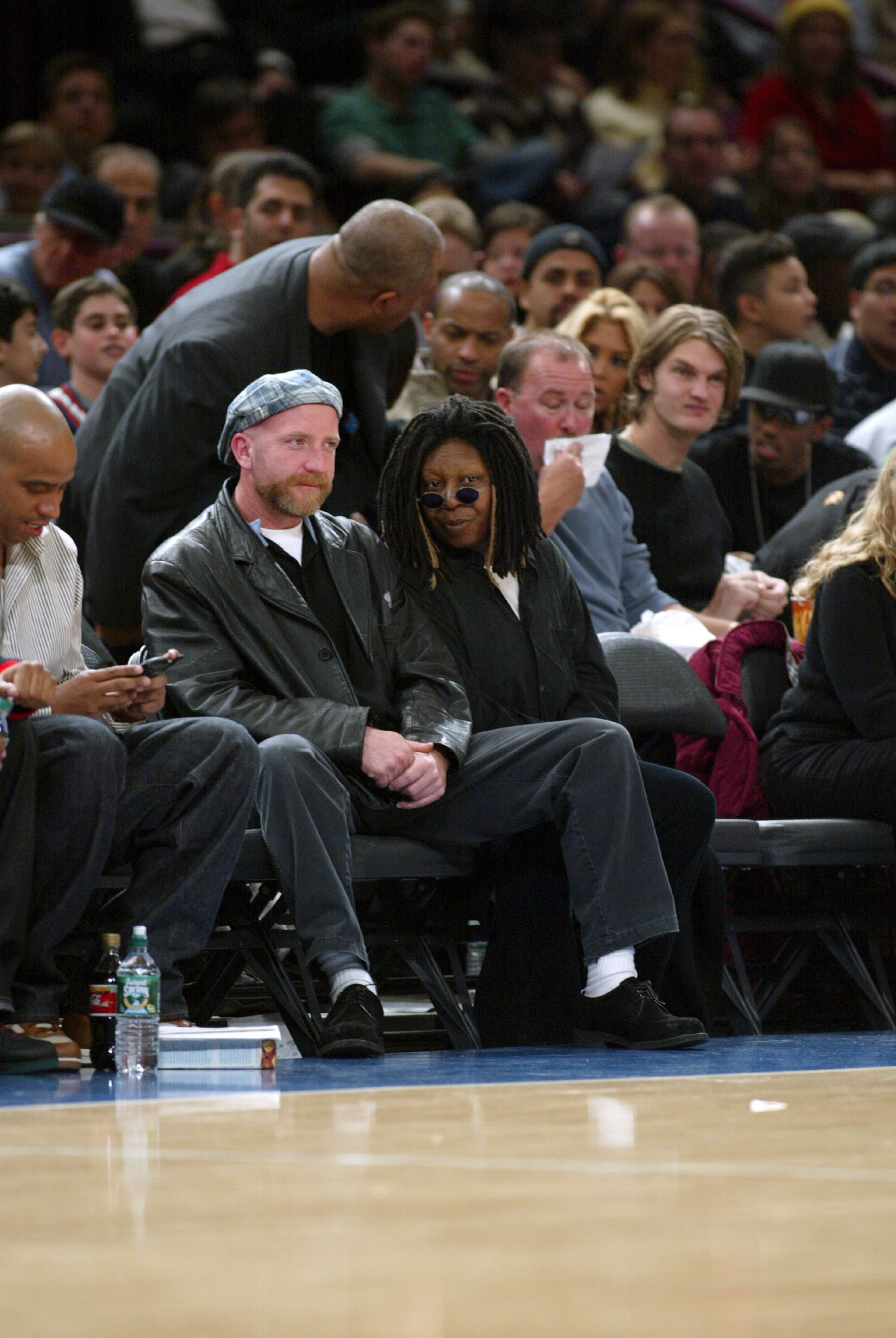 NEW YORK - NOVEMBER 15: Actress Whoopi Goldberg sits courtside as she watches the NBA action between the Indiana Pacers and the New York Knicks Game November 15, 2003 at Madison Square Garden in New York, New York. (Photo by Ray Amati/Getty Images)