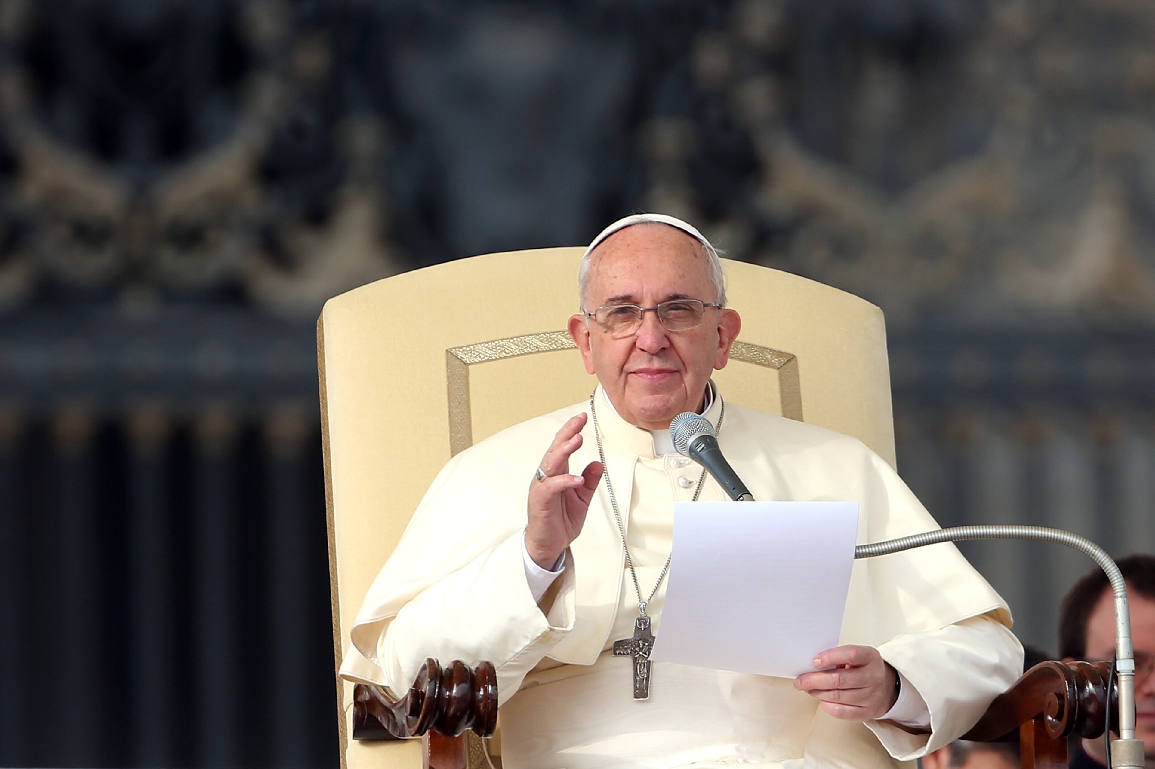 2013 - Pope Francis was elected as the head of the Roman Catholic Church after the resignation/retirement of Pope Benedict XVI. Pope Francis attends his weekly audience in St. Peter's Square on November 26, 2014 in Vatican City, Vatican. During today's General Audience Pope Francis told pilgrims the Church is on a continuing journey towards heaven. (Photo by Franco Origlia/Getty Images)