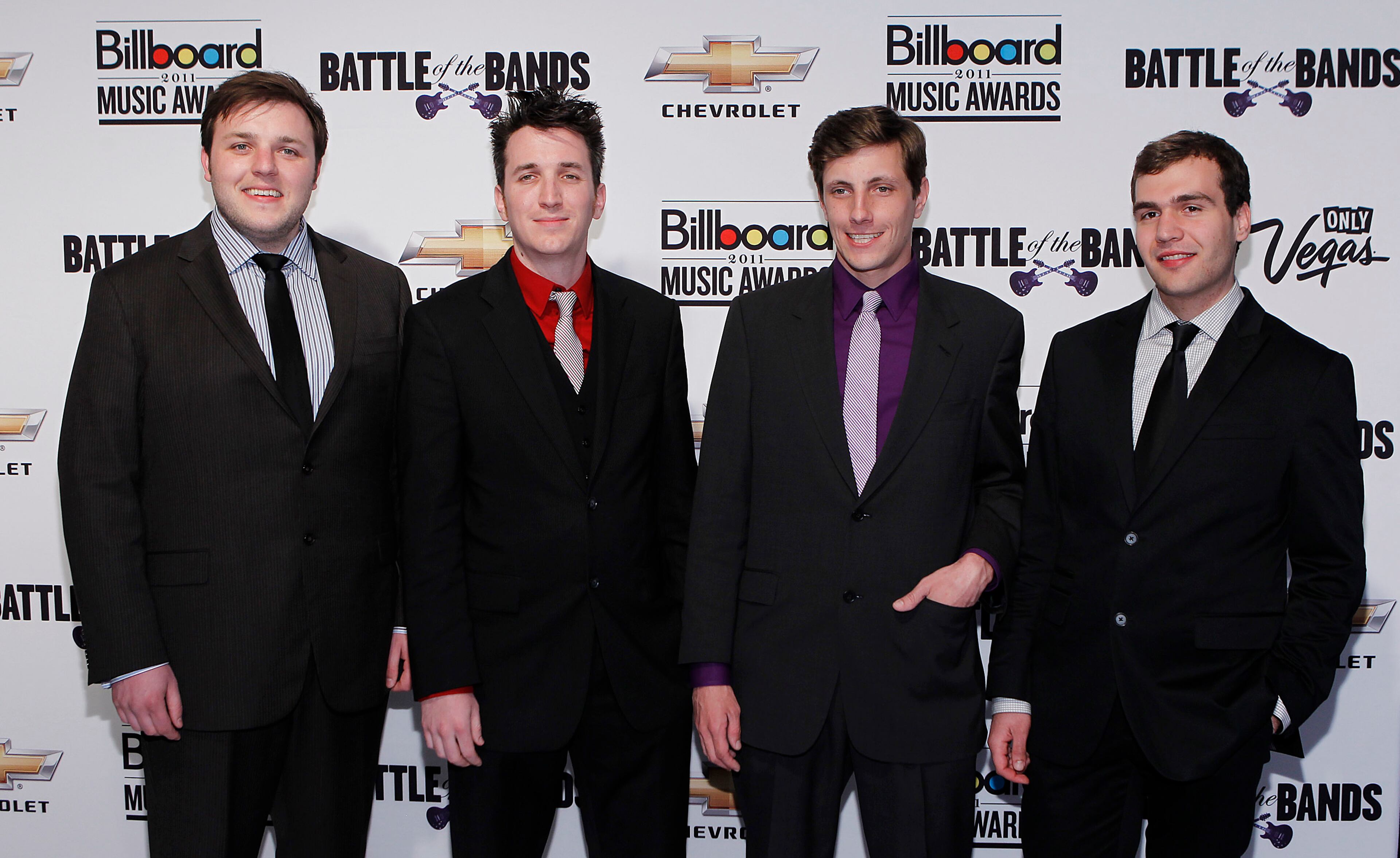 LAS VEGAS, NV - MAY 18: (L-R) Kyle Frankiewich, Blake Madden, Brandon Malec and Aaron Voros of the band Hotels arrive at Billboard's Cruze-ing To Vegas Battle Of The Bands on May 18, 2011 in Las Vegas, Nevada. (Photo by Isaac Brekken/Getty Images)