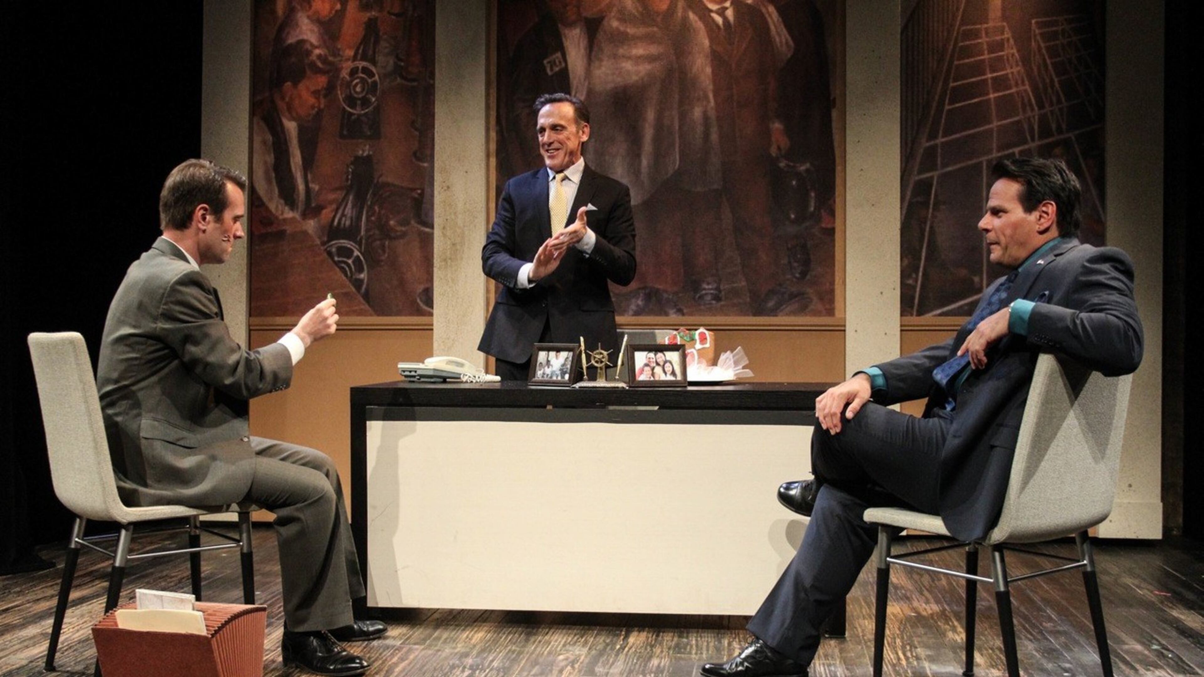 Joe Knezevich, Tom Key and Anthony P. Rodriguez are in John Patrick Shanley’s “Storefront Church” at Theatrical Outfit. CONTRIBUTED BY BREEANNE CLOWDUS