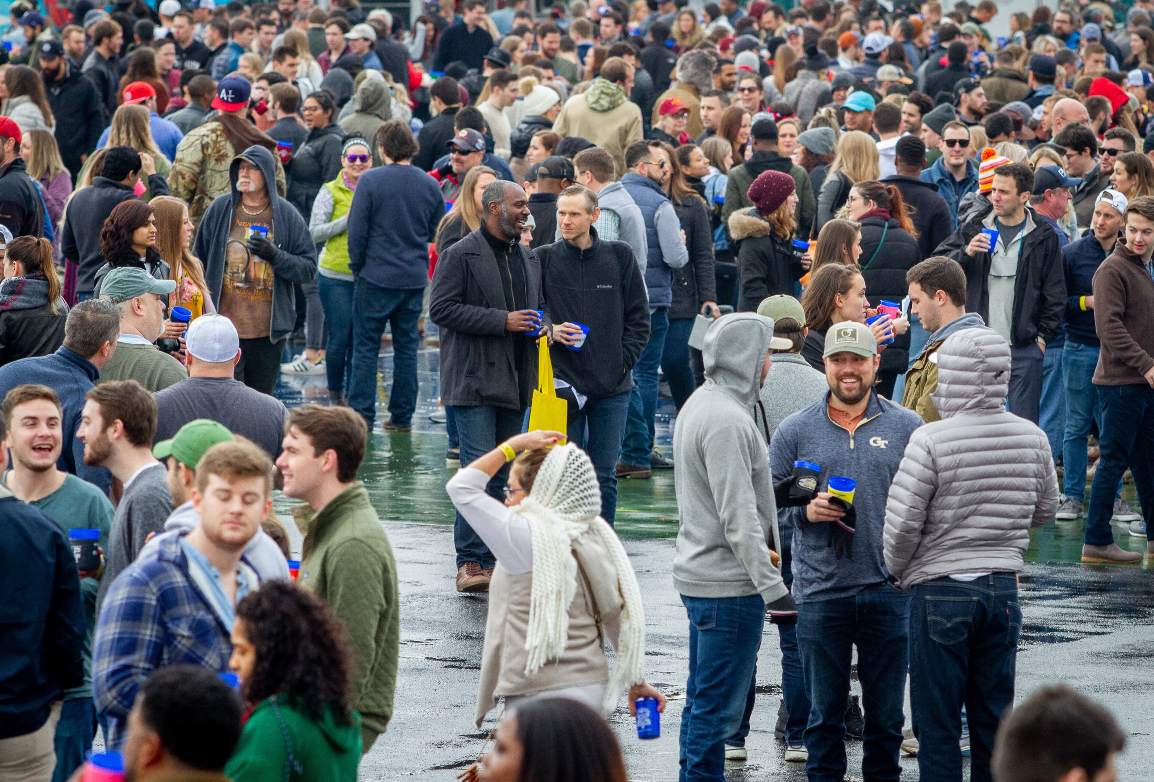 People listen to music and drink beer during the Atlanta Winter Beer Festival at Atlantic Station on Saturday, February 1, 2020. STEVE SCHAEFER / SPECIAL TO THE AJC
