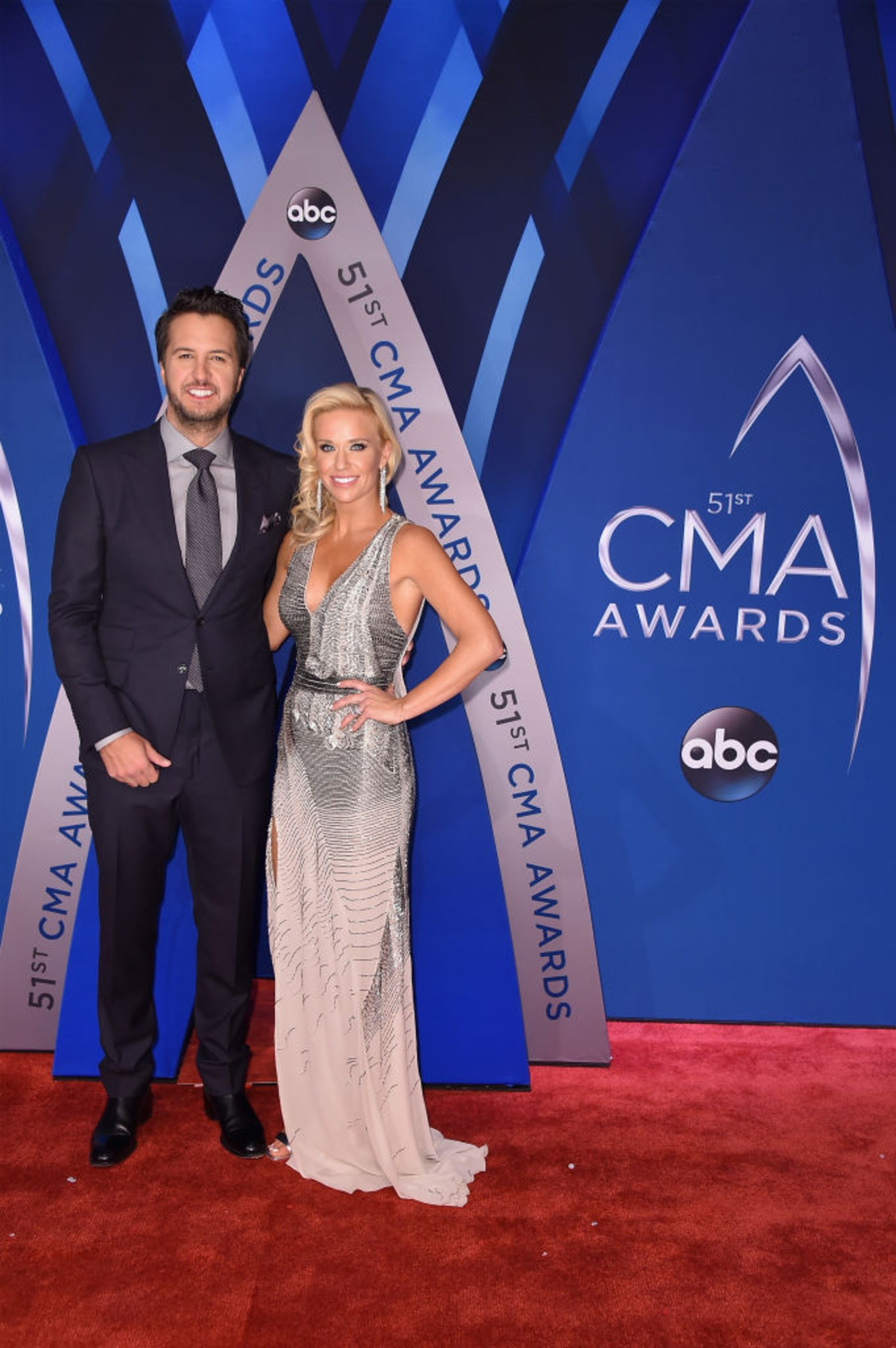 NASHVILLE, TN - NOVEMBER 08: Luke Bryan and Caroline Boyer attend the 51st annual CMA Awards at the Bridgestone Arena on November 8, 2017 in Nashville, Tennessee. (Photo by Michael Loccisano/Getty Images)