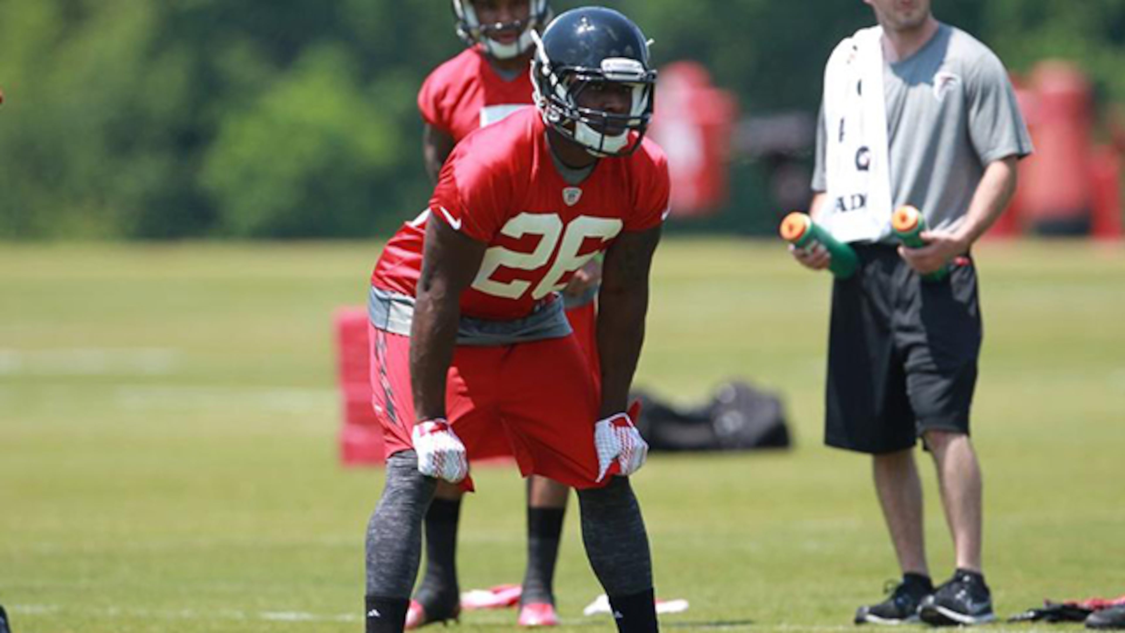 Falcons running back Tevin Coleman received some work with the first-team offense on Saturday, August 1, 2015.