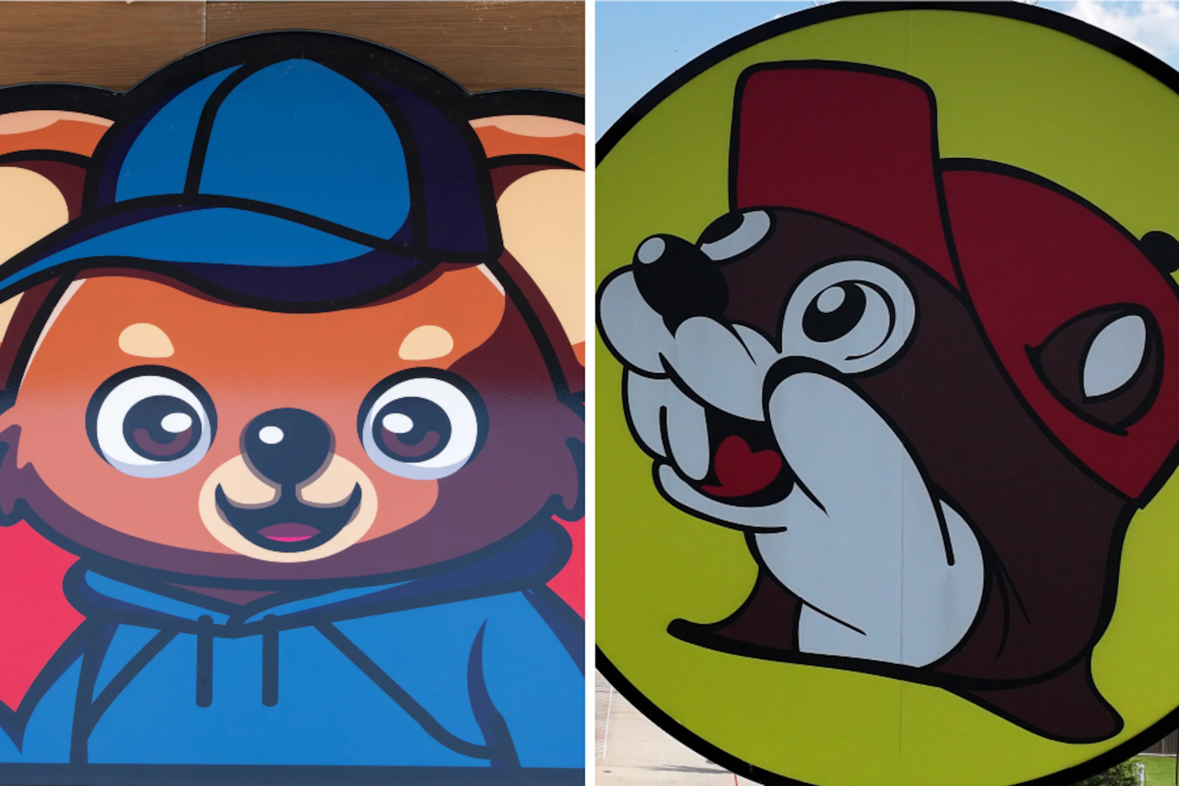 Buc-ee’s filed a trademark infringement lawsuit against Teddy’s Market, saying it operates under a “confusingly similar” brand. At issue are the mascots for Buc-ee's (right) and Teddy's Market. (Ben Hendren for the AJC, Hyosub Shin/AJC)
