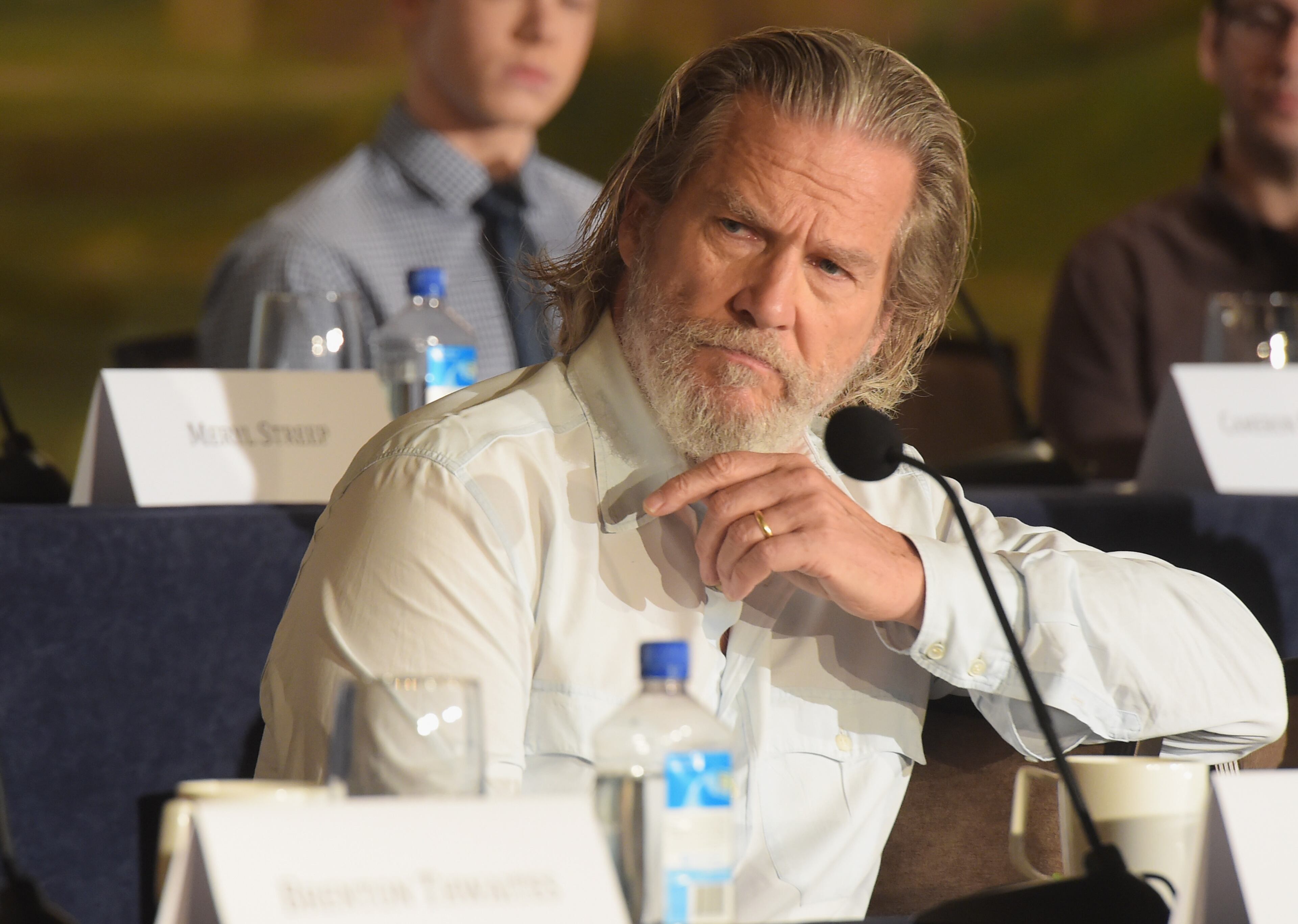 Actor Jeff Bridges turns 65 on Dec. 4. Here, he takes part in a press conference for the Weinstein Company's "The Giver"at JW Marriott Essex House on August 12, 2014 in New York City. (Photo by Michael Loccisano/Getty Images for The Weinstein Company)