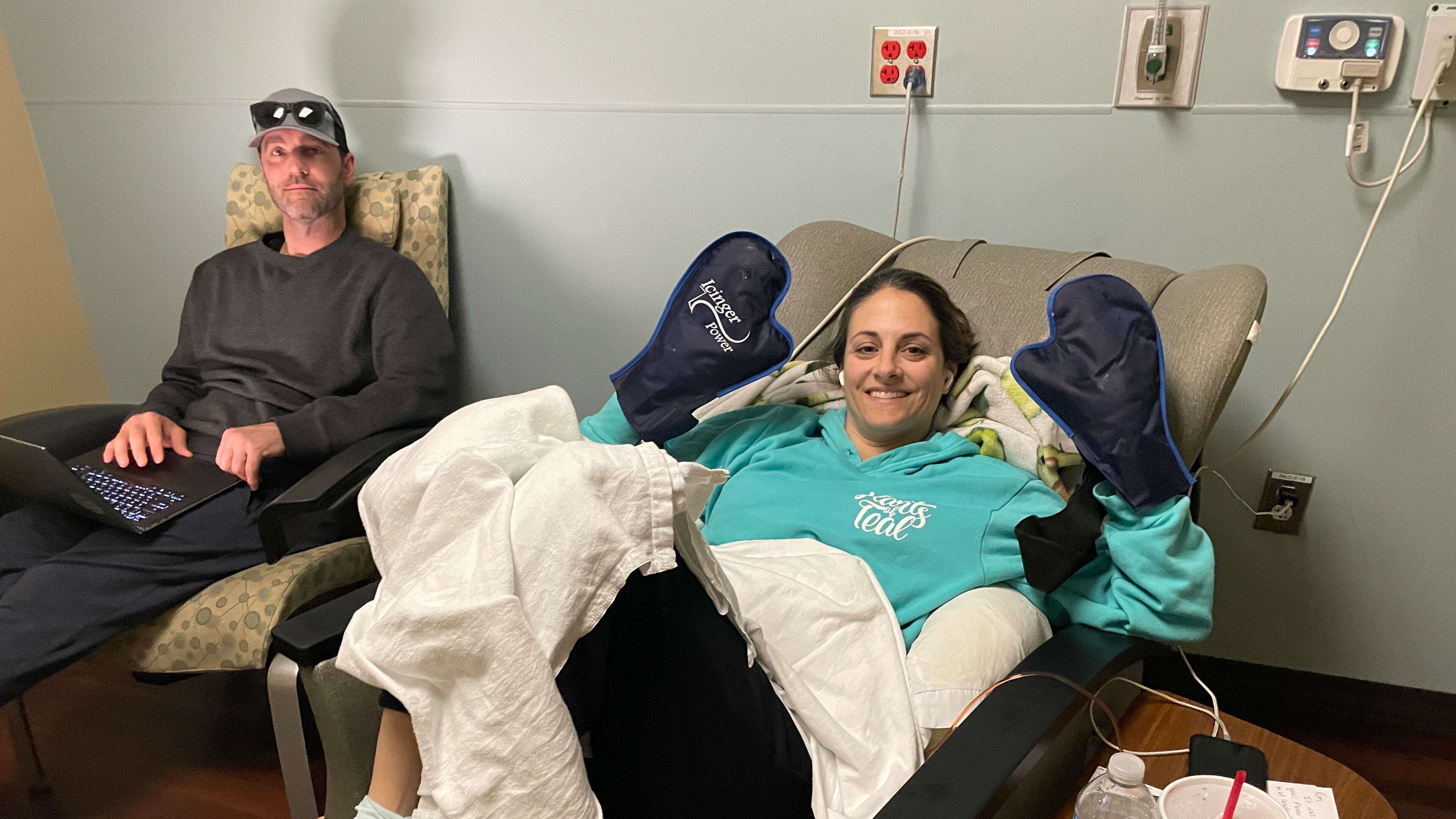 Director of nonprofit Harts of Teal Kim Airhart, who is battling a recurrence of ovarian cancer, had her first round of chemo on March 11. Courtesy of Kim Airhart
