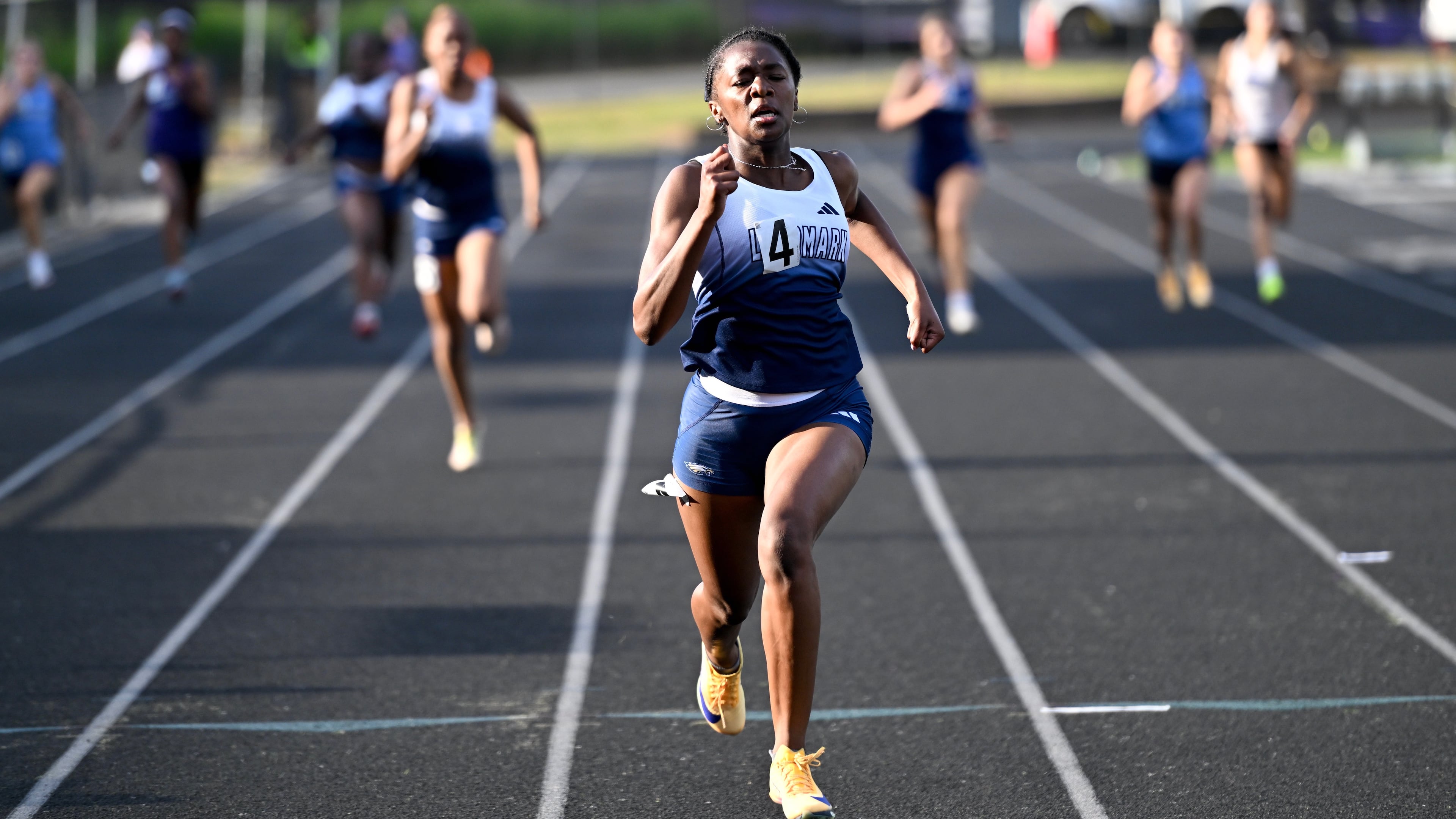 Melanie Doggett races in the girls 200 meters at the GHSA Sectionals 1A-3A Private School. (Courtesy of Brandon Doggett)