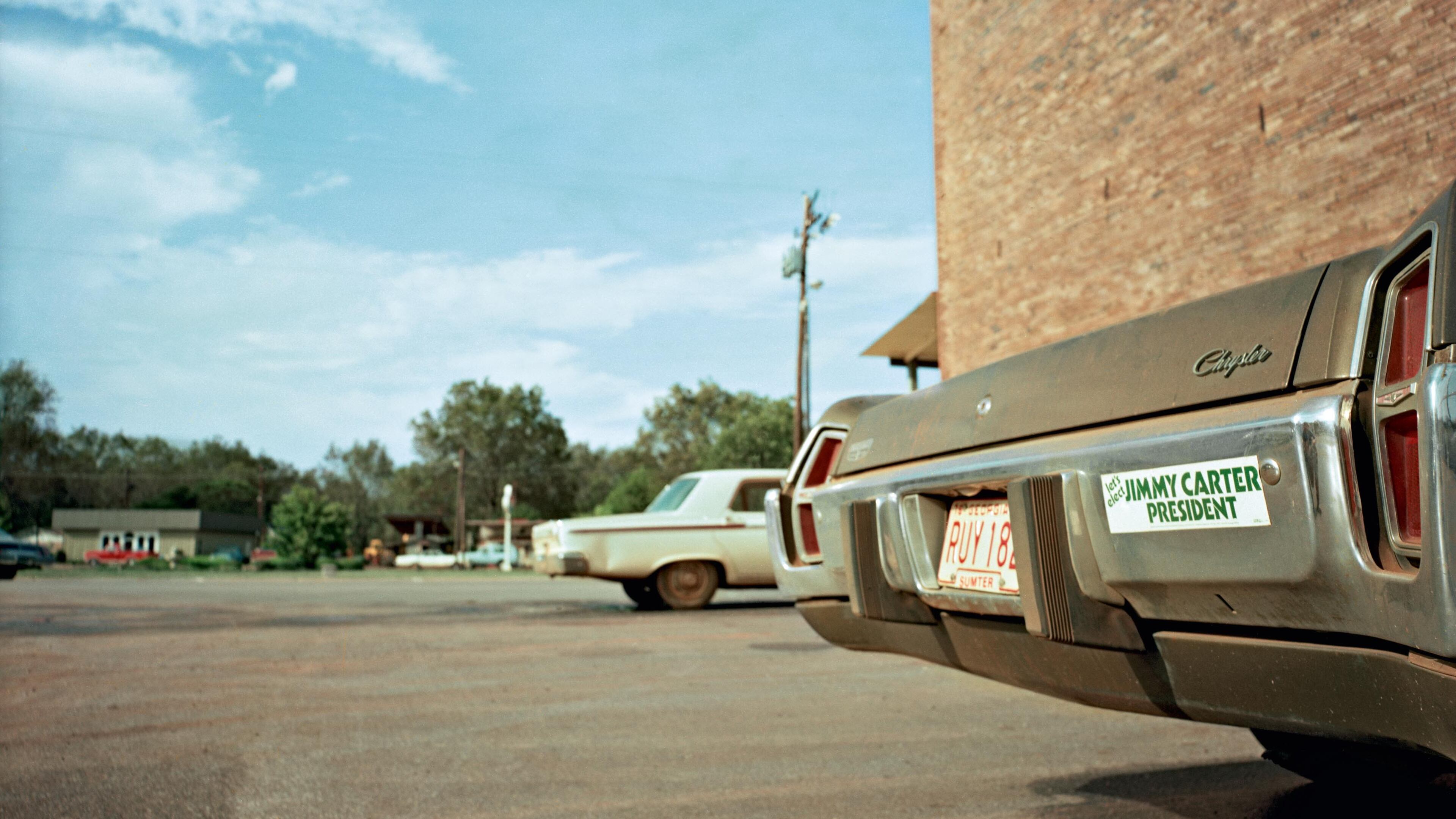 "Bank parking lot, Plains," is an image in William Eggleston's book "Election Eve," featuring photographs taken in South Georgia shortly before Jimmy Carter won the presidential campaign.
Courtesy of Eggleston Artistic Trust