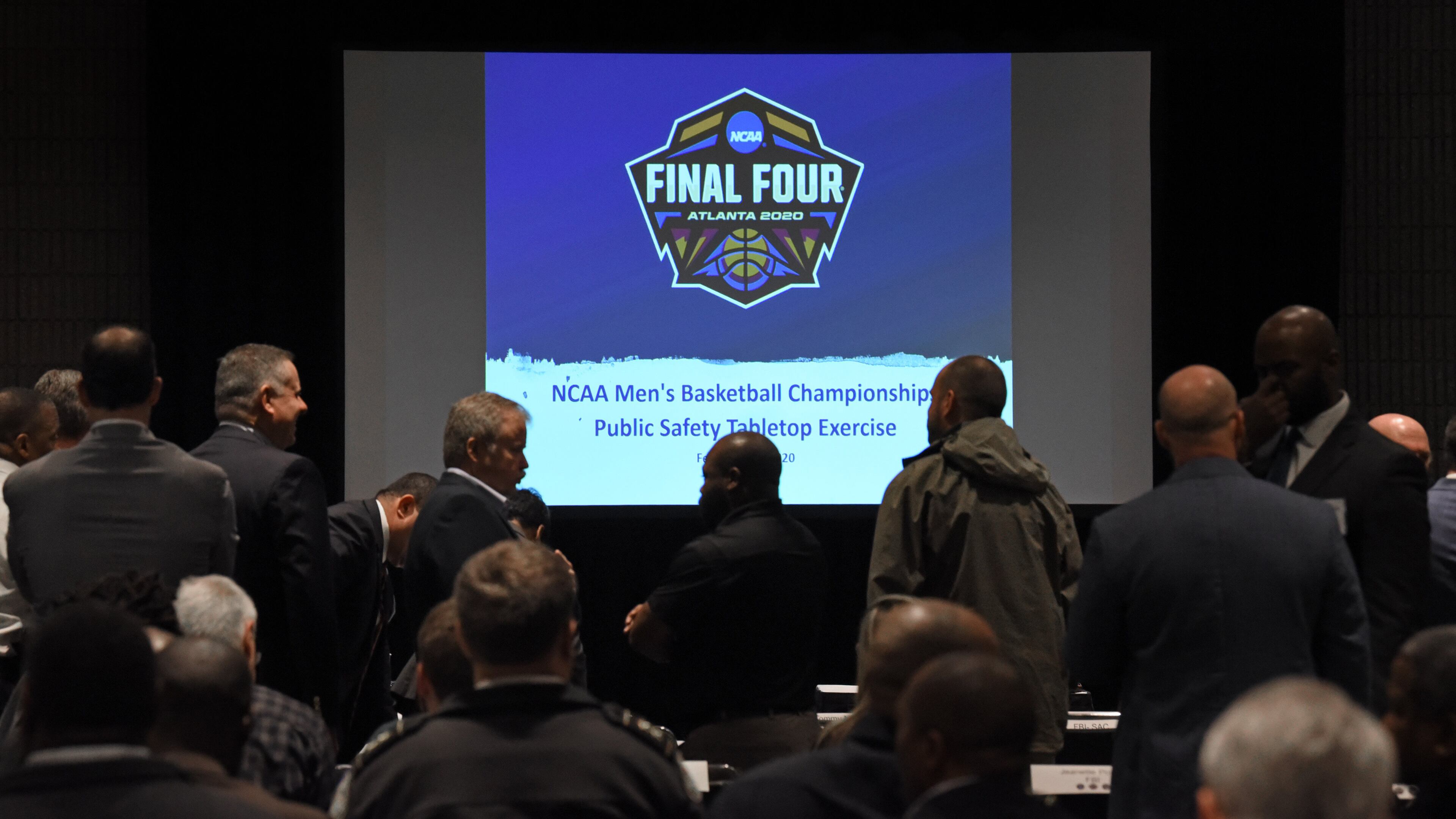 Law enforcement agents gather for Public Safety Tabletop Exercise meeting ahead of 2020 NCAA Men's Basketball Championships in April at Georgia World Congress Center on Tuesday, February 18, 2020. (Hyosub Shin / Hyosub.Shin@ajc.com)