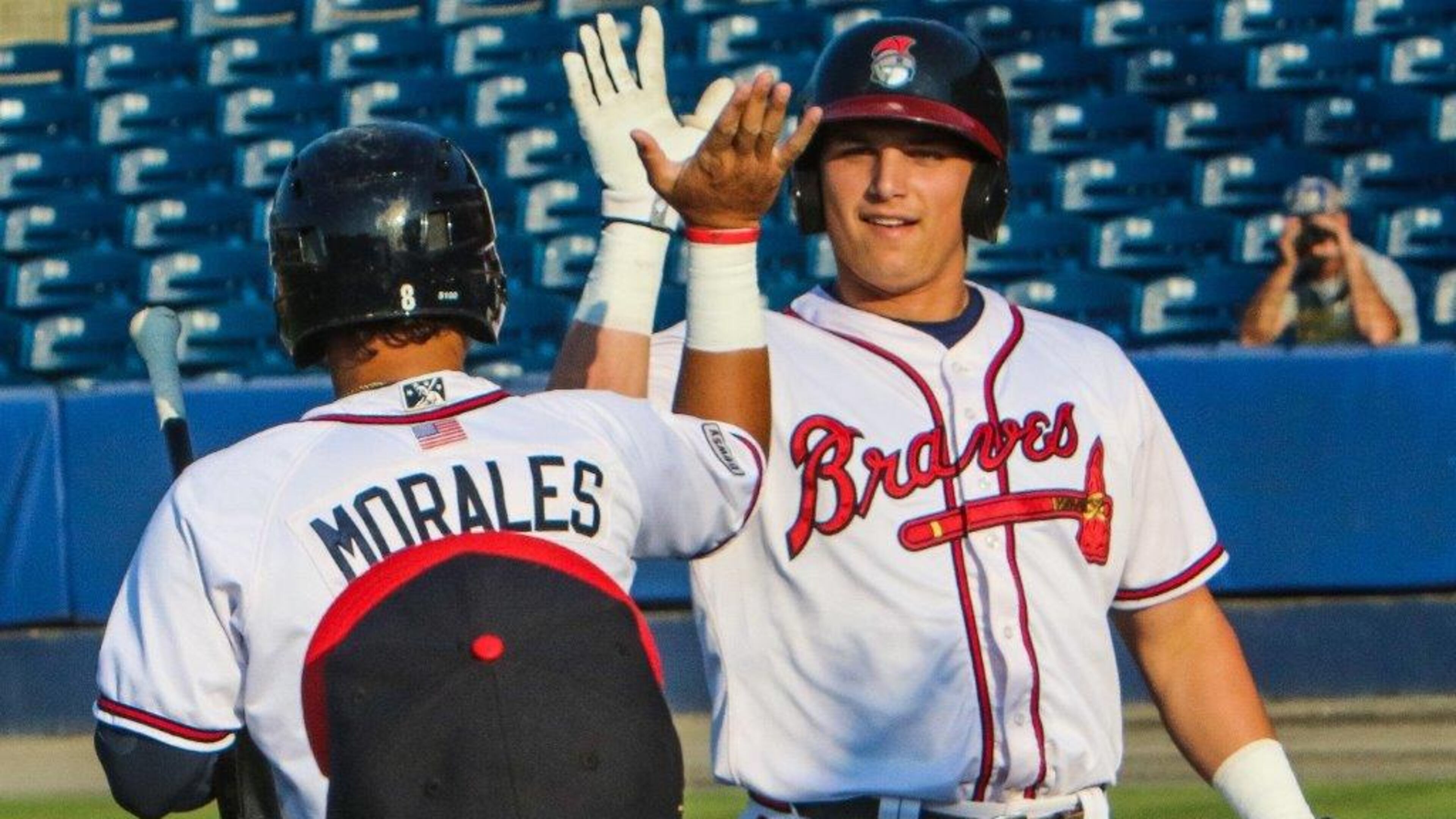 Austin Riley wowed Braves legend Dale Murphy when he hit a ball over the scoreboard at low Single-A Rome in 2016. (Photo courtesy Rome Braves)