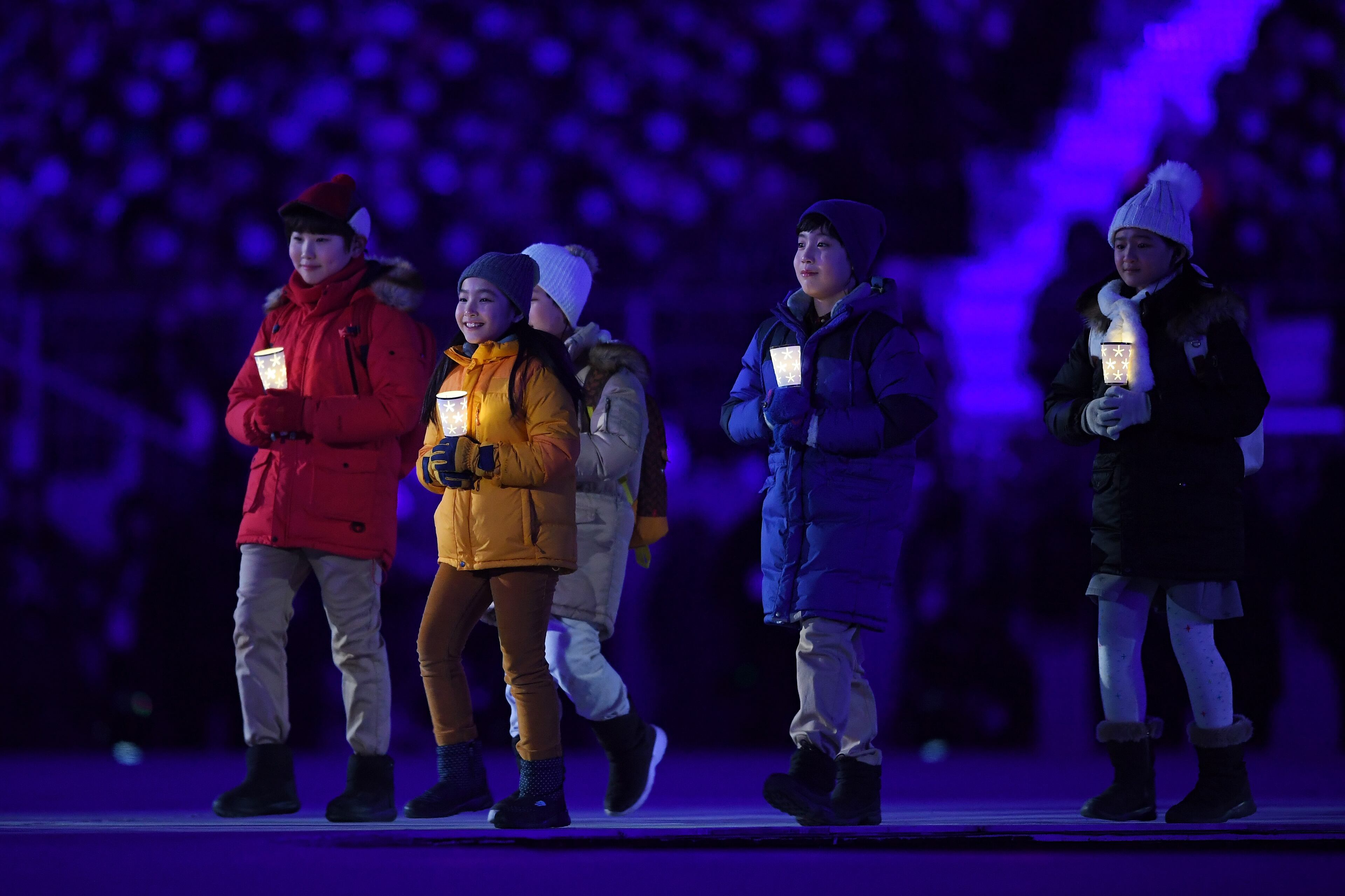 PYEONGCHANG-GUN, SOUTH KOREA - FEBRUARY 09: Perfomers during the Opening Ceremony of the PyeongChang 2018 Winter Olympic Games at PyeongChang Olympic Stadium on February 9, 2018 in Pyeongchang-gun, South Korea. (Photo by Quinn Rooney/Getty Images)