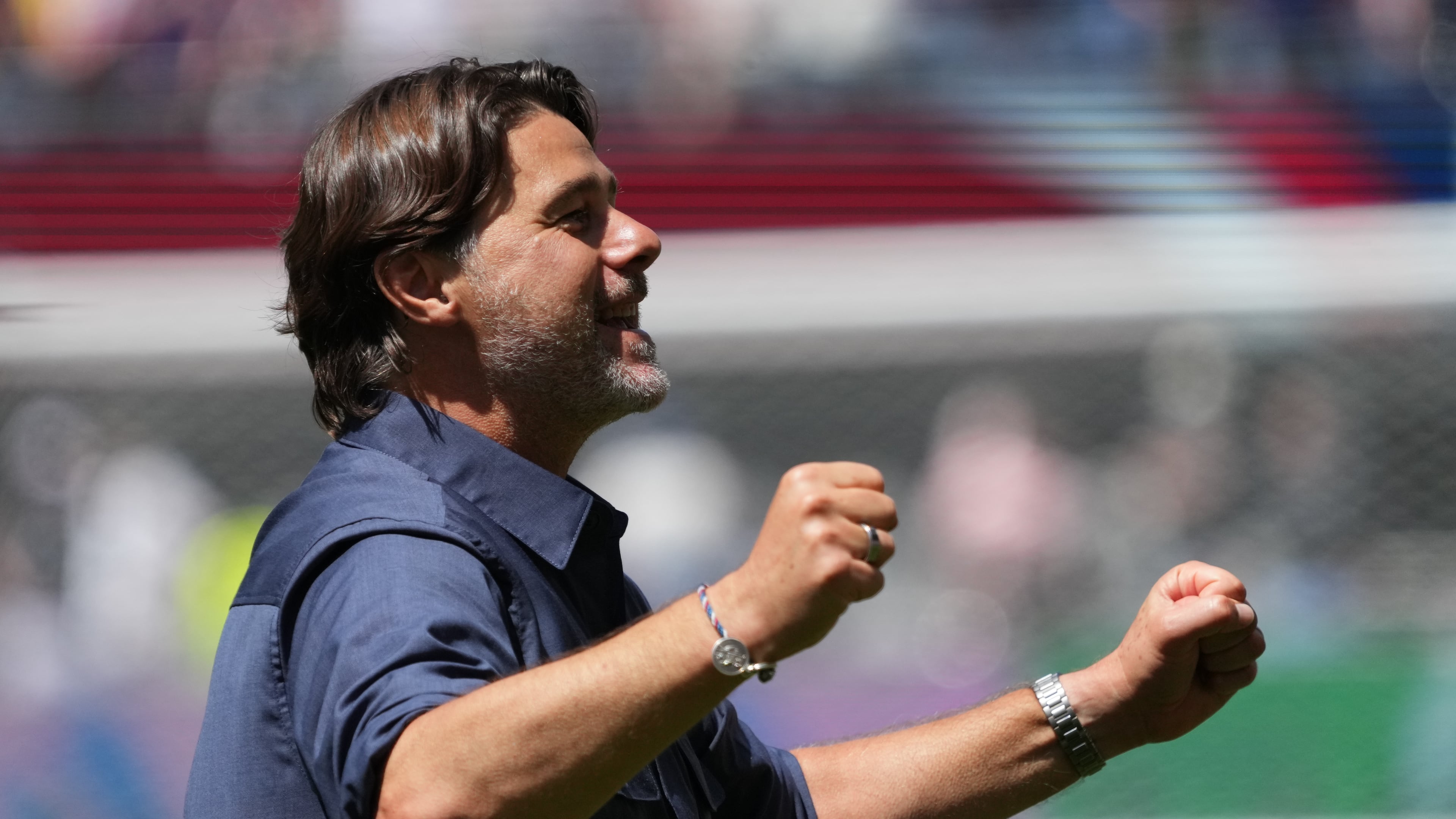 United States head coach Mauricio Pochettino reacts after the World Cup Group D soccer match between the United States and Australia in Seattle, Friday, June 19, 2026. (AP Photo/Ted S. Warren)