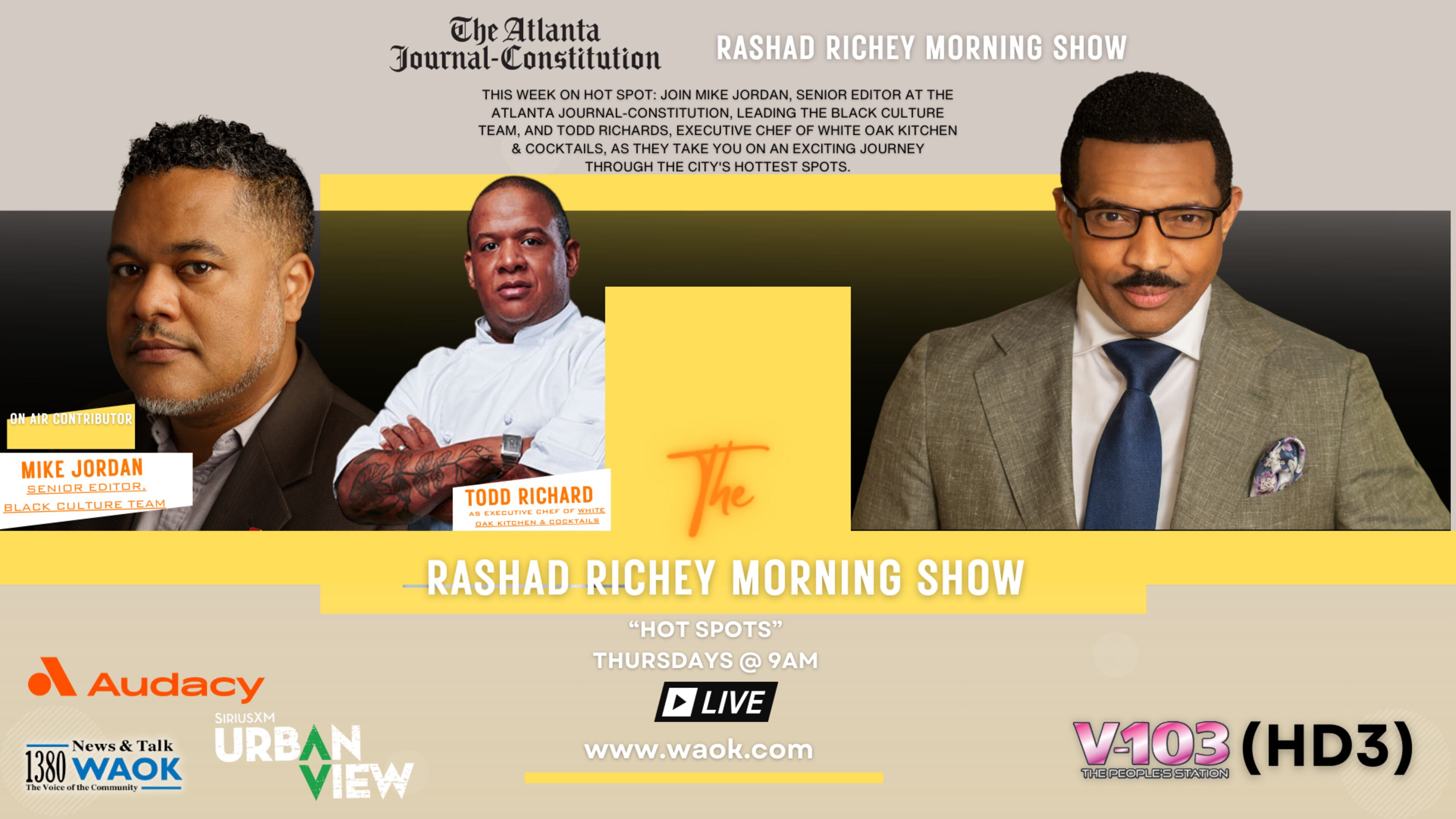 Mike Jordan, senior editor for Black culture at The AJC, joins the Rashad Richey Morning Show as a bimonthly contributor, and brings special guest Chef Todd Richards to discuss Atlanta dining.