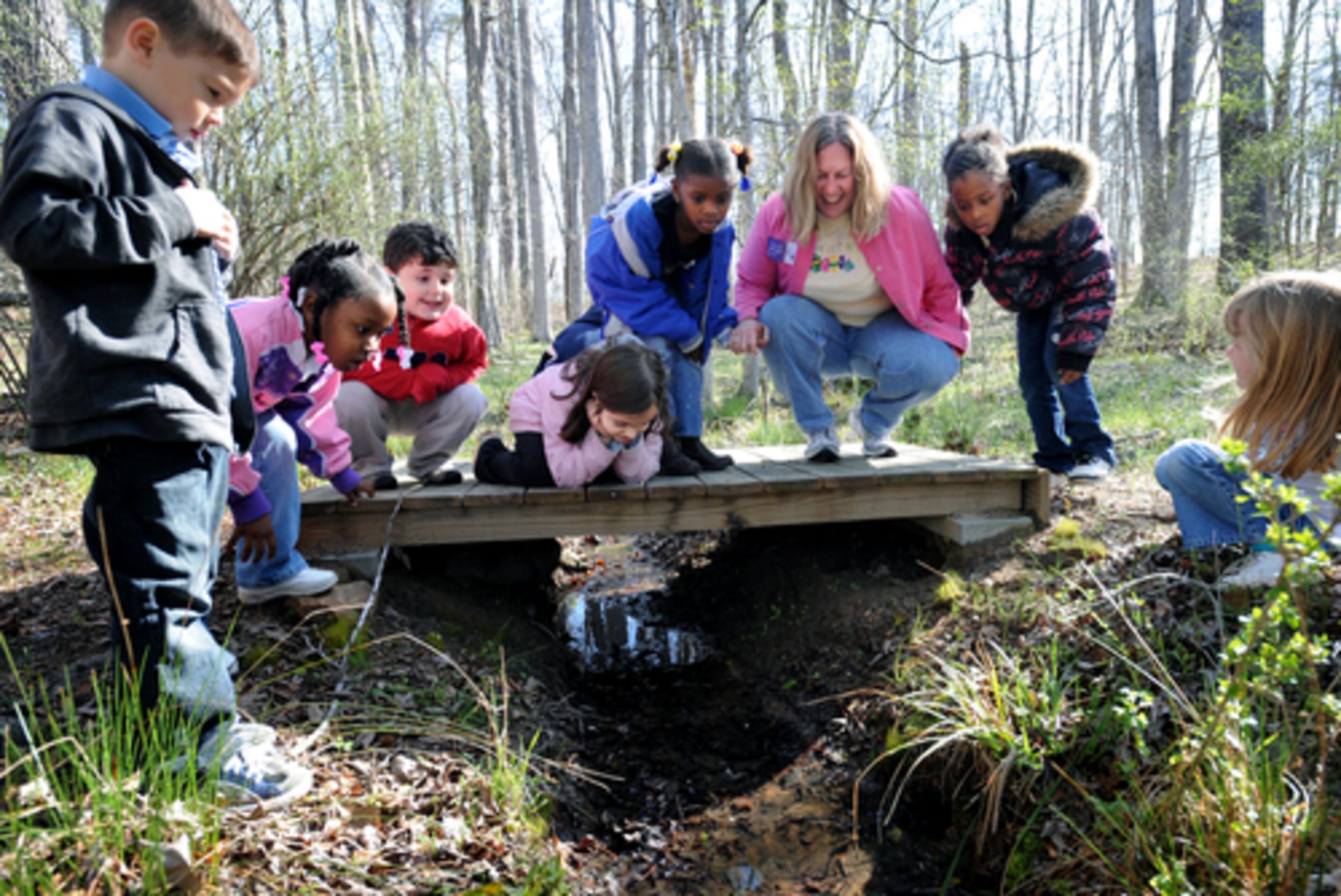The kids enjoy the natural trail at the museum.