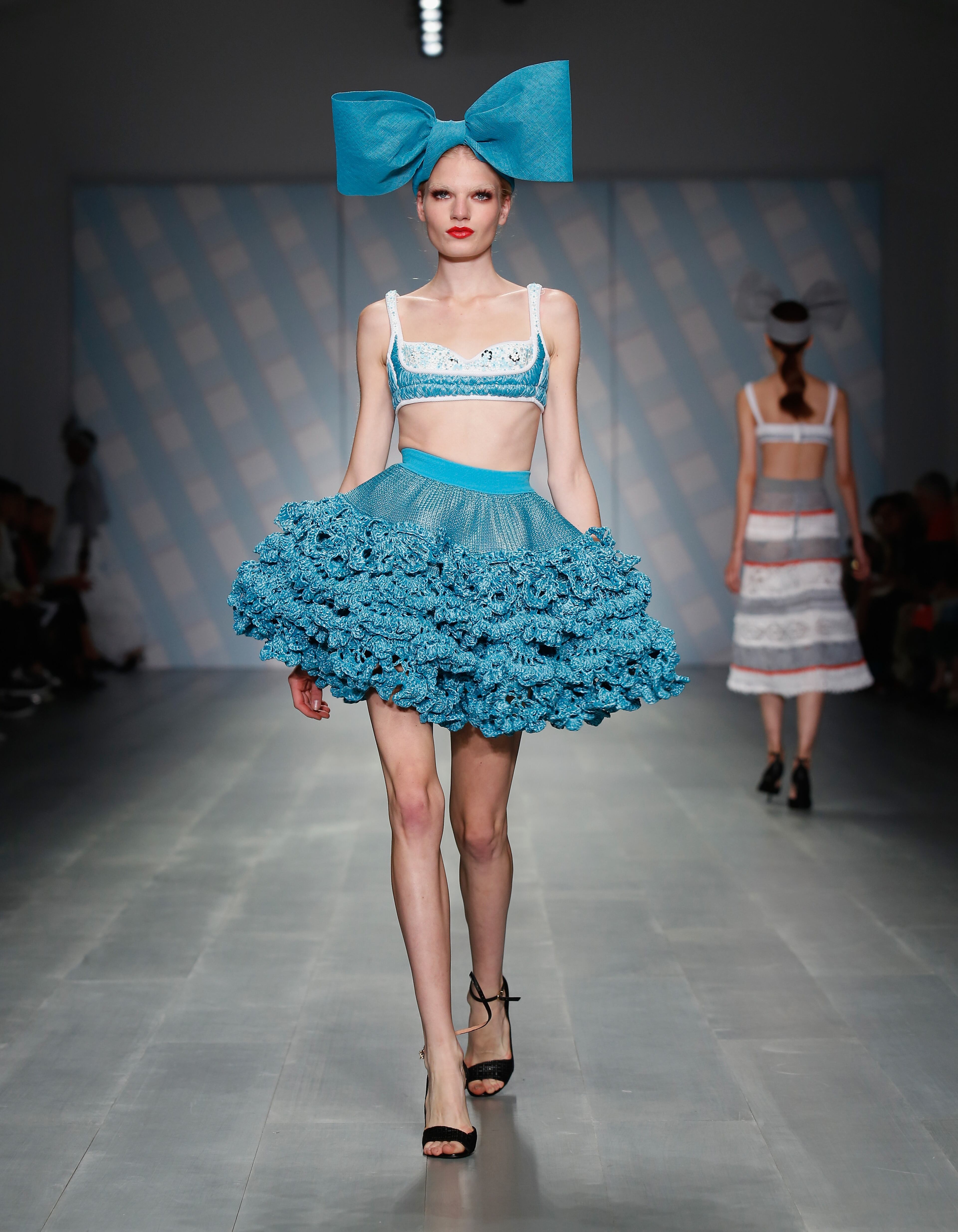 LONDON, ENGLAND - SEPTEMBER 13: A model walks the runway at the SIBLING show during London Fashion Week Spring Summer 2015 on September 13, 2014 in London, England. (Photo by Tim P. Whitby/Getty Images)