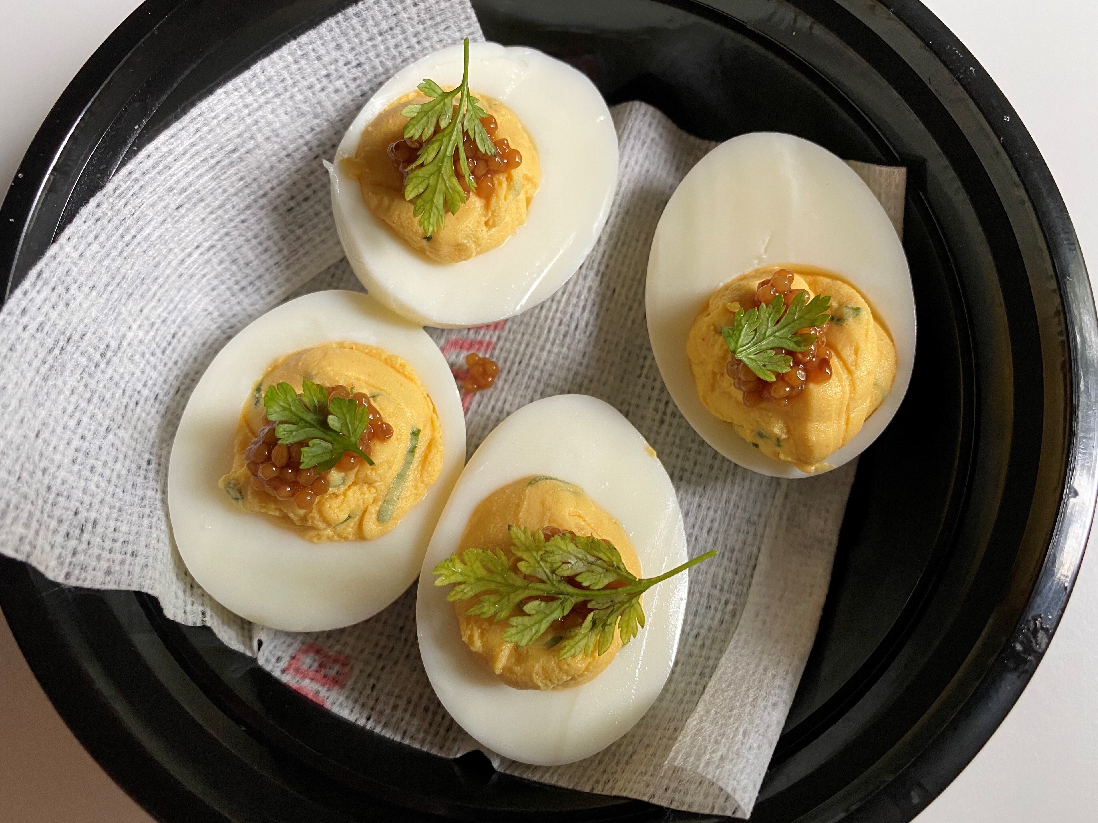 Southern-style deviled eggs are among the takeout picnic dishes available from Gunshow. CONTRIBUTED BY BOB TOWNSEND