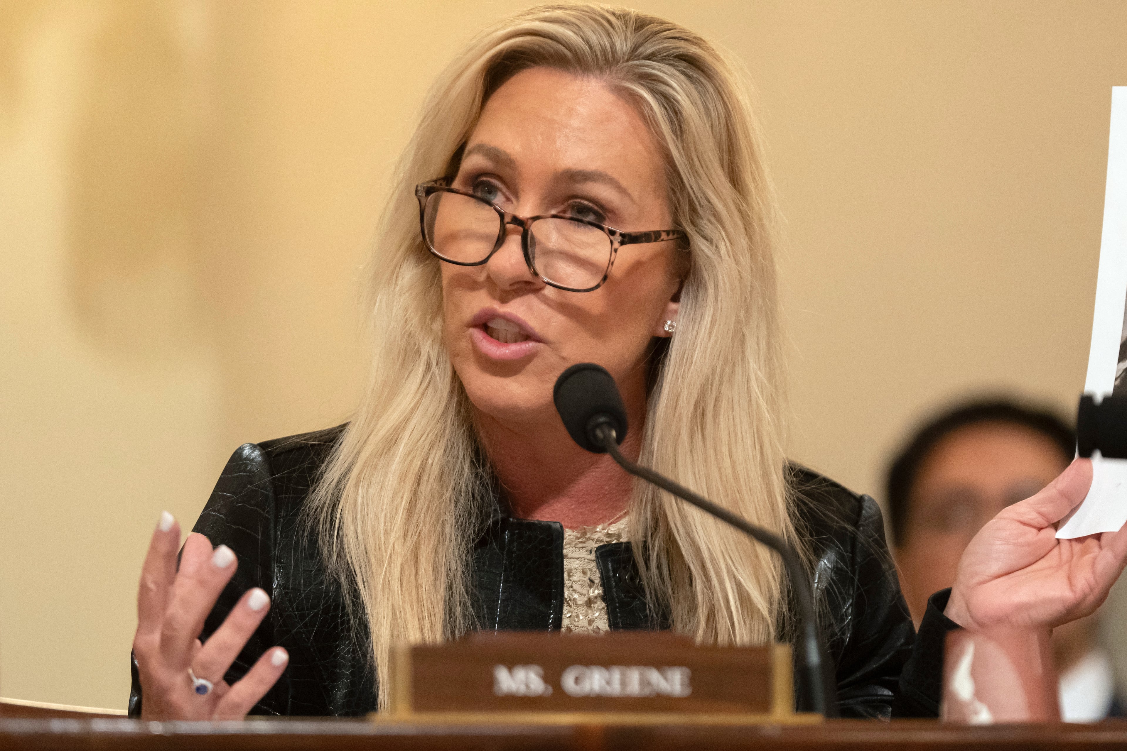 U.S. Rep. Marjorie Taylor Greene, R-Rome, is stepping down from Congress today. (Mark Schiefelbein/AP)
