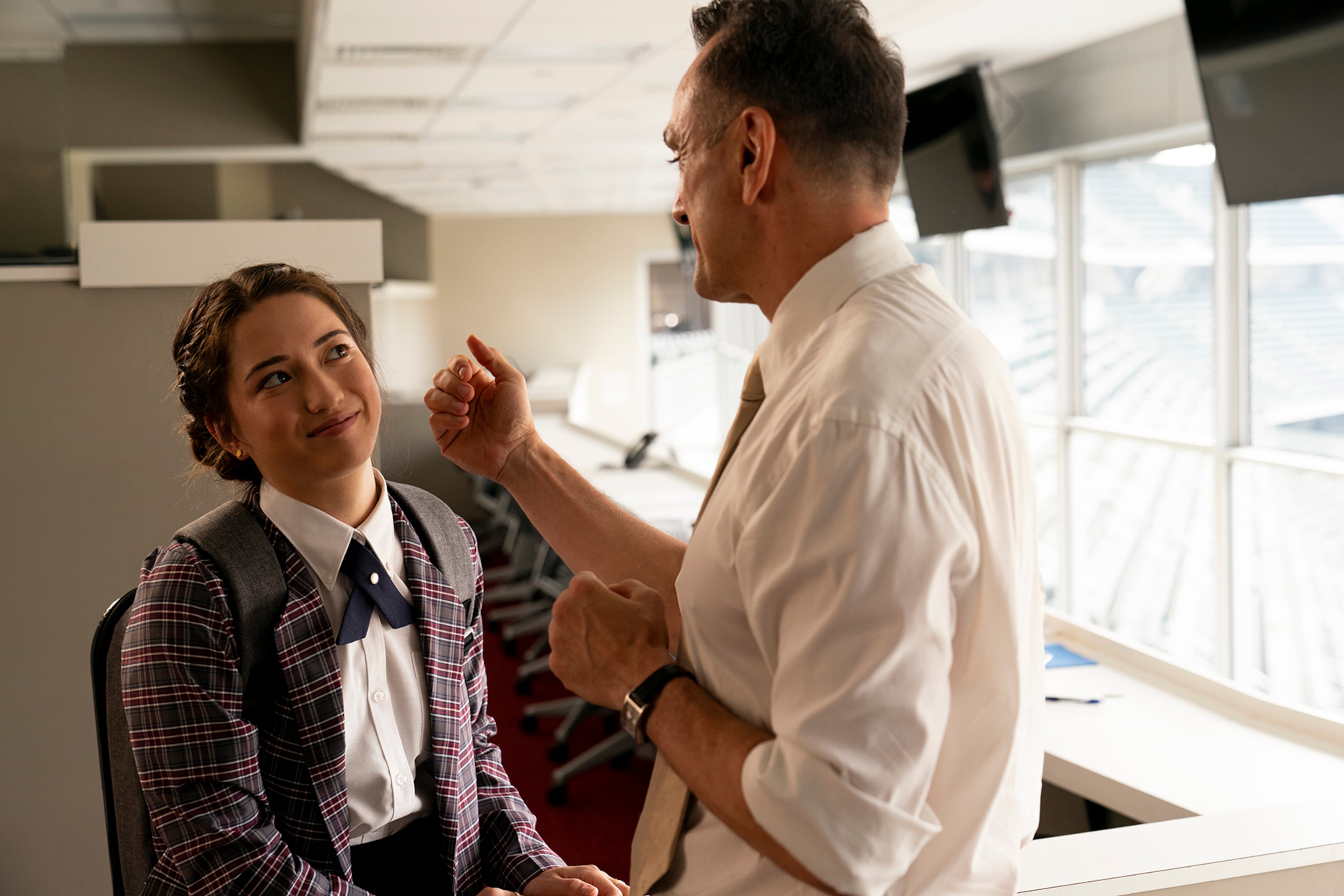 Reina Hardesty as Beth, Hank Azaria as Jim Brockmire - Brockmire _ Season 4 - Photo Credit: Eliza Morse/IFC