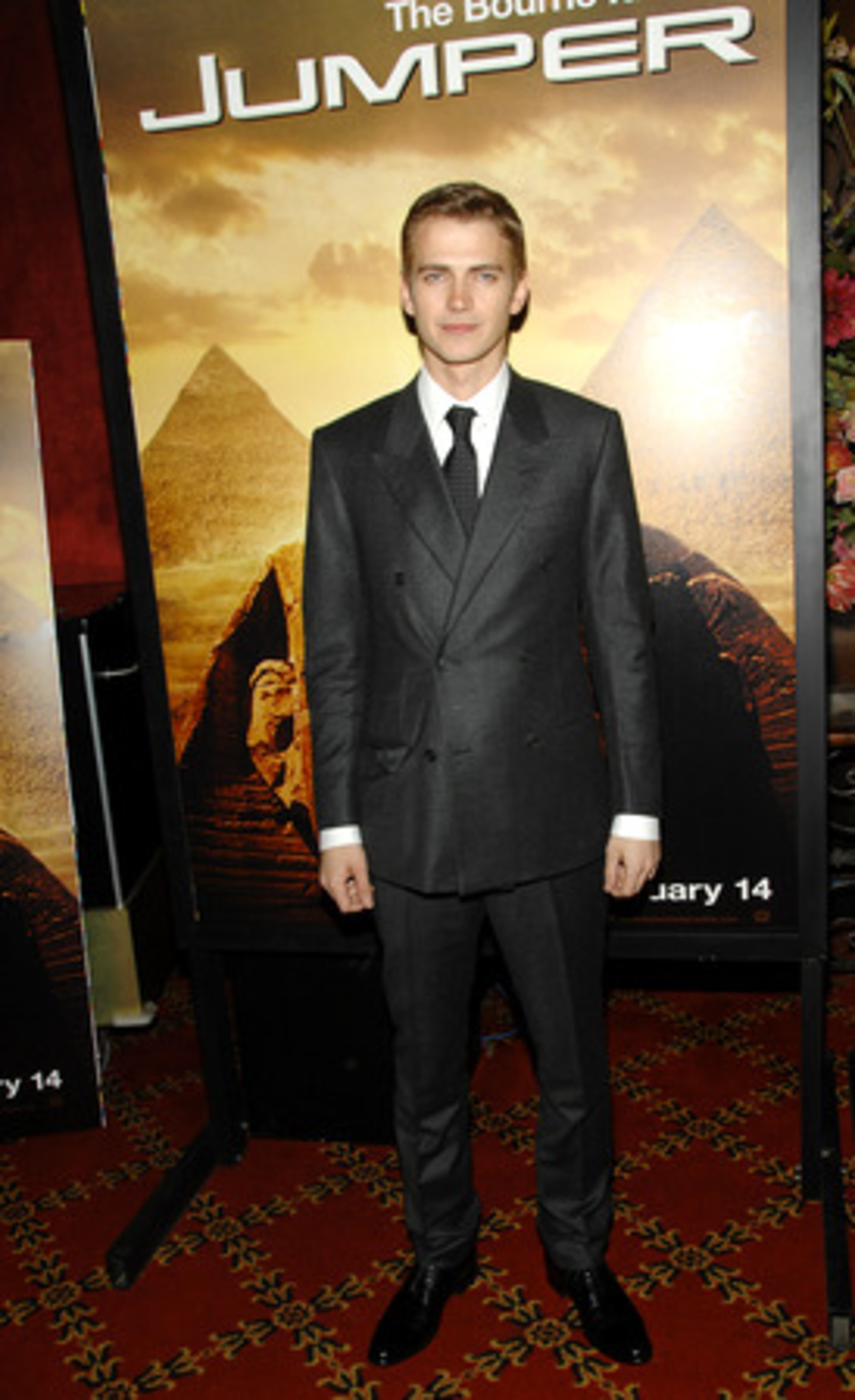 The movie "Jumper" premiered in New York, and one of its stars, Hayden Christensen, was on hand for the screening. Christensen plays a guy whose discovers he's a "jumper," a person who's able to teleport himself anywhere. The movie opens nationwide Feb. 14.