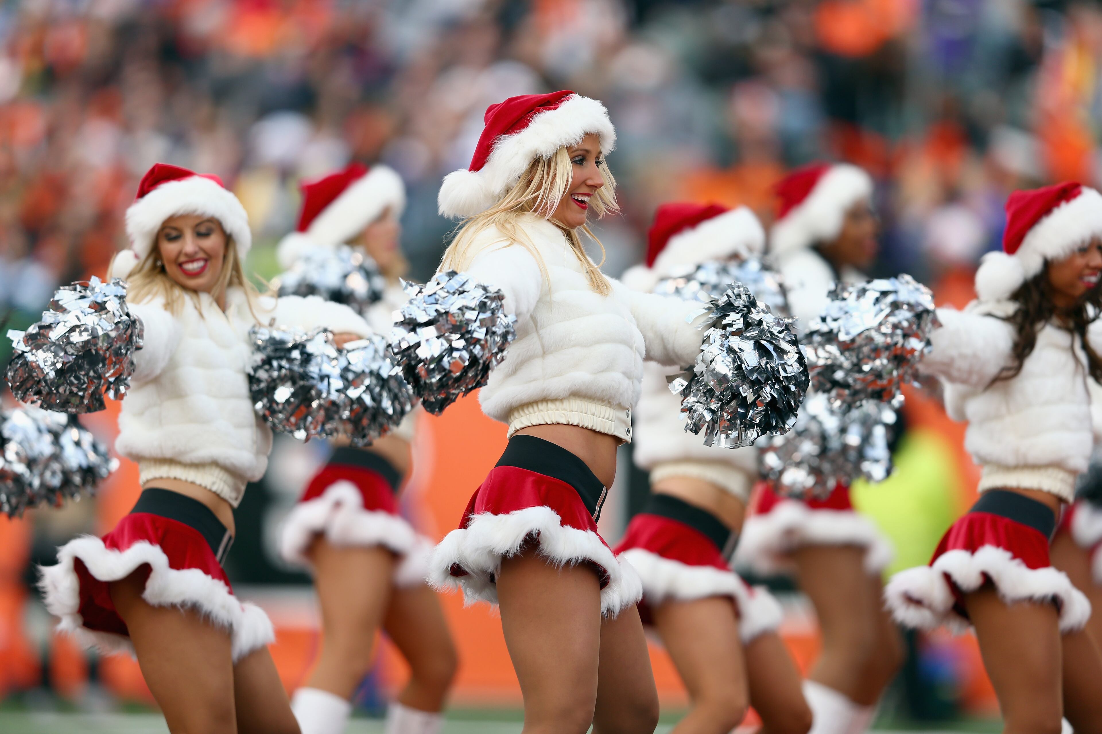 The Cincinnati Bengals cheerleaders. The Bengals played the Minnesota Vikings at Paul Brown Stadium in Cincinnati, Ohio. (Photo by Andy Lyons/Getty Images)