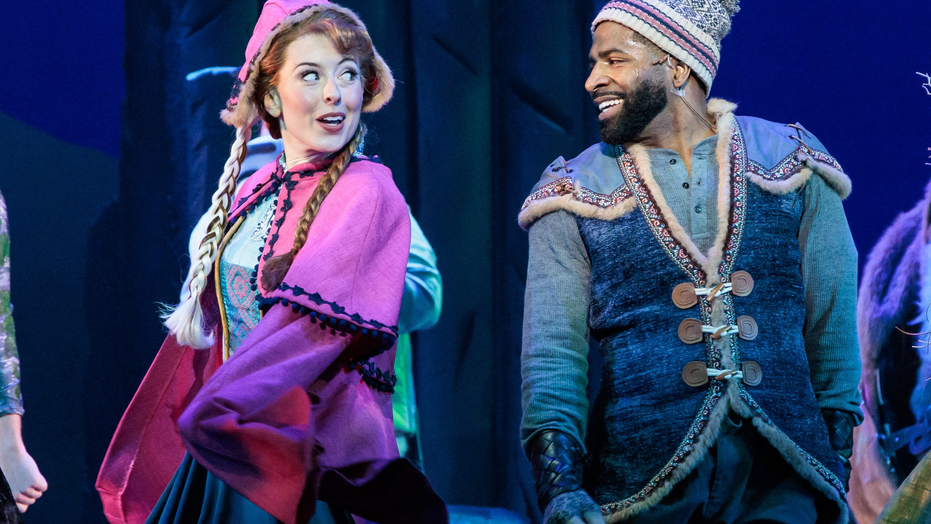 Leigh Ellen Jones (Princess Anna) and Michael Stiggers Jr. (Kristoff) in the musical number “Fixer Upper” in City Springs Theatre Company production of "Frozen: the Musical."