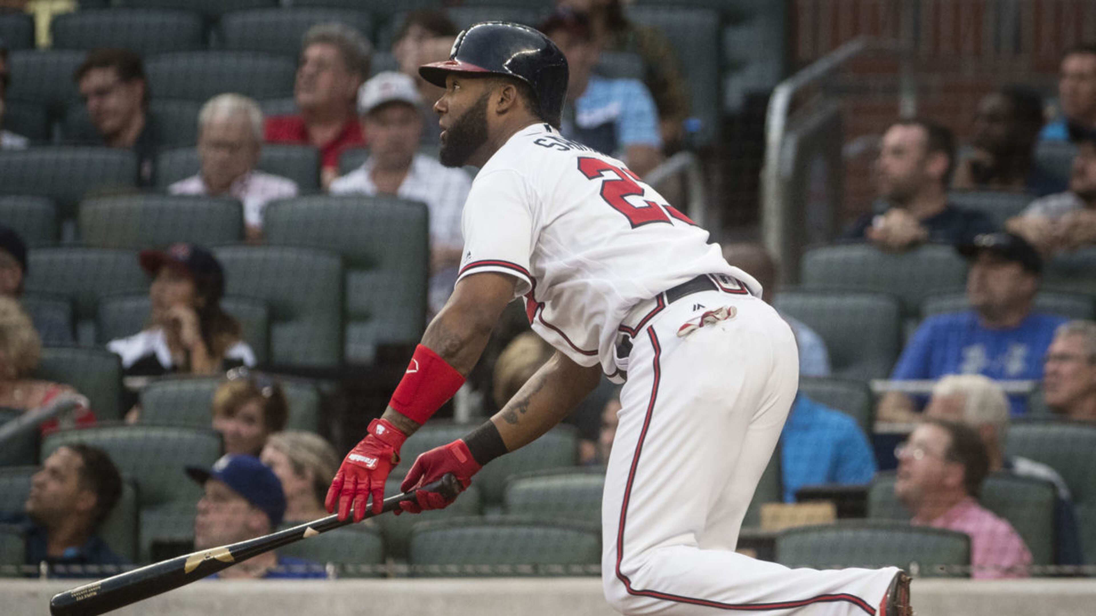 Danny Santana figures to get most of the playing time in left field during the four-game series against the Rockies at Coors Field, where the Braves don’t plan to have defensively limited Matt Adams patrol the vast outfield. (AP file photo)