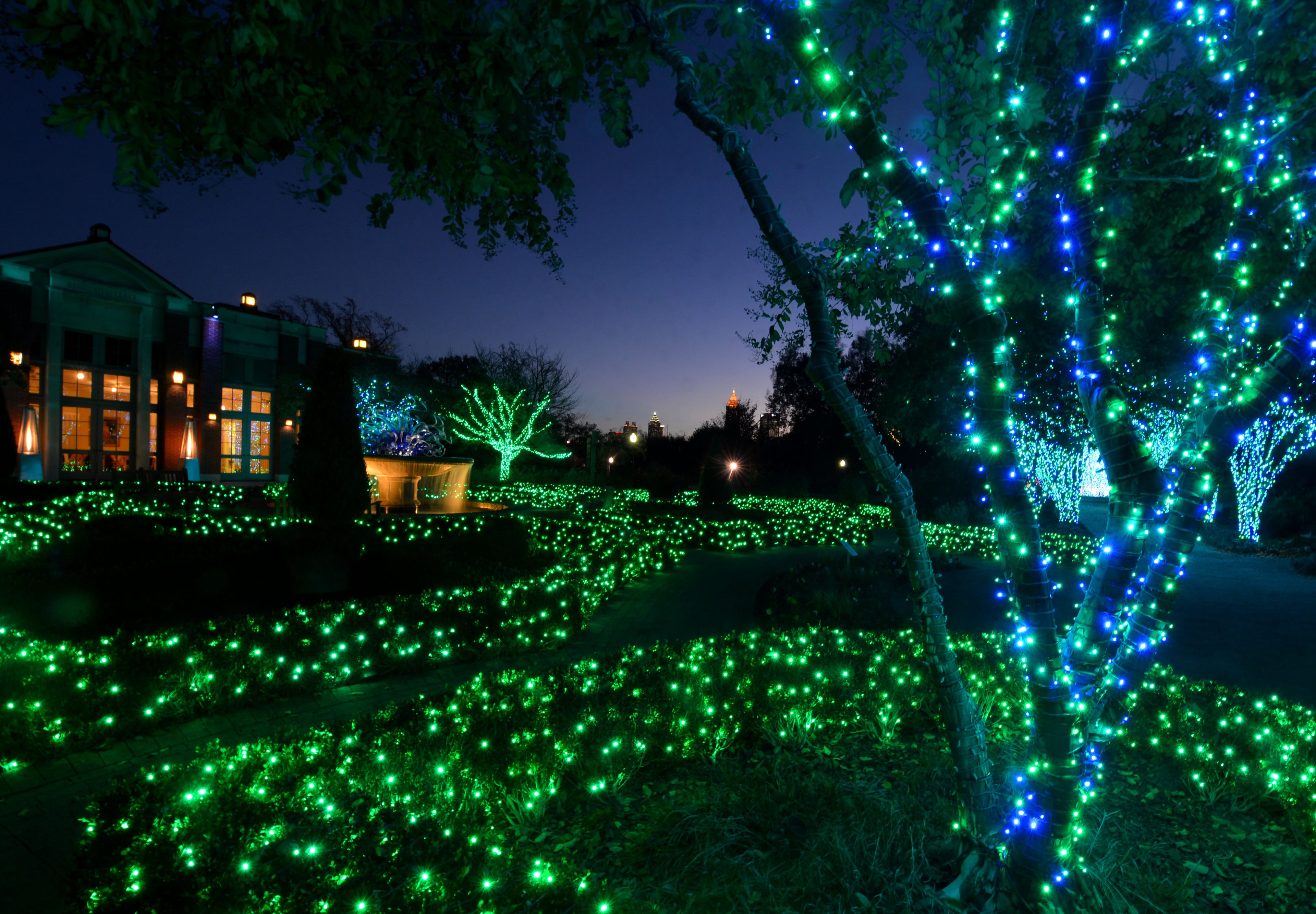 The midtown Atlanta skyline is visible from the Levy Parterre in front of Mershon Hall. KENT D. JOHNSON / KDJOHNSON@AJC.COM