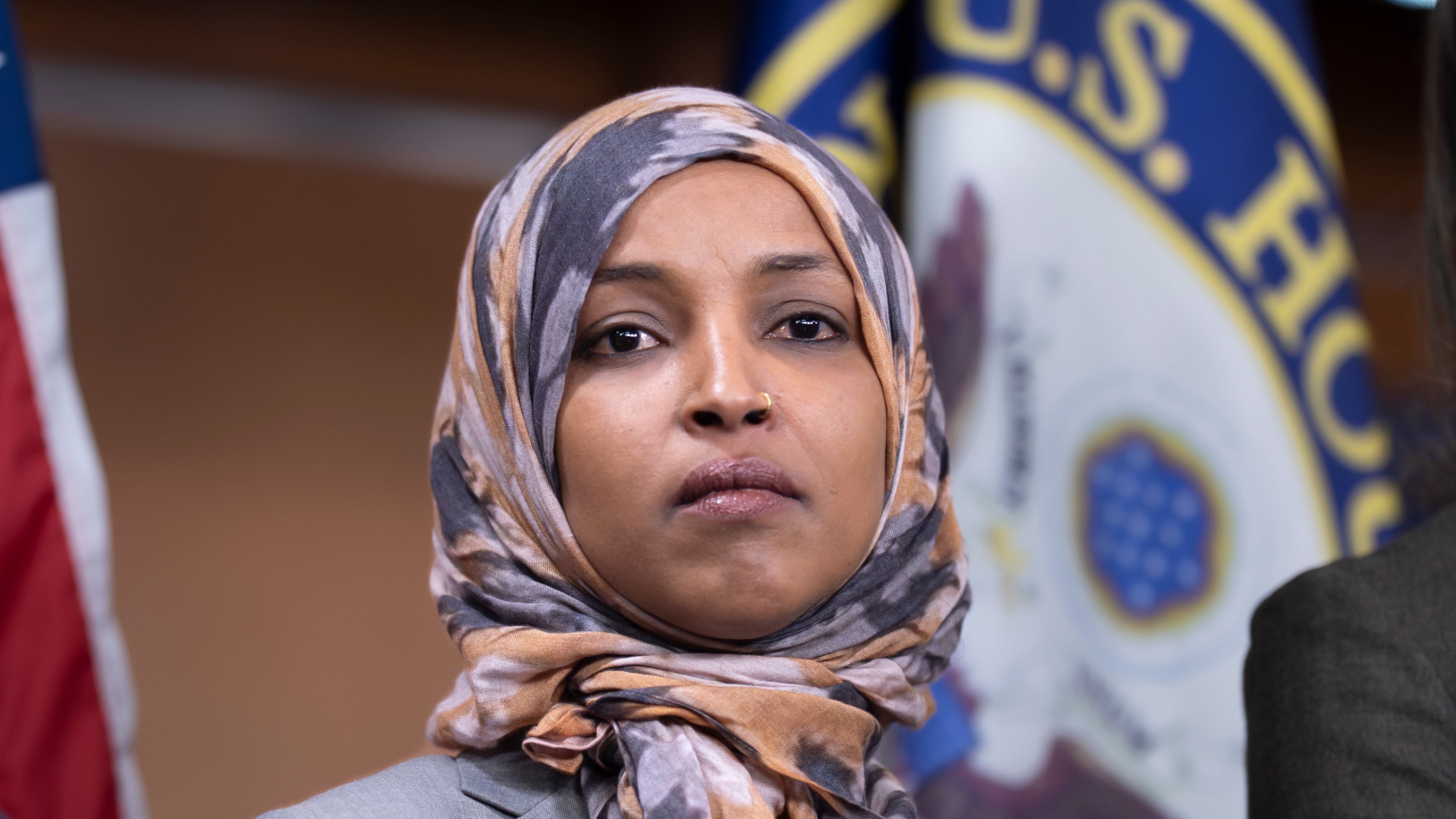 Rep. Ilhan Omar, D-Minn., takes questions during a news conference at the Capitol in Washington, Jan. 13, 2026. (AP Photo/J. Scott Applewhite, File)