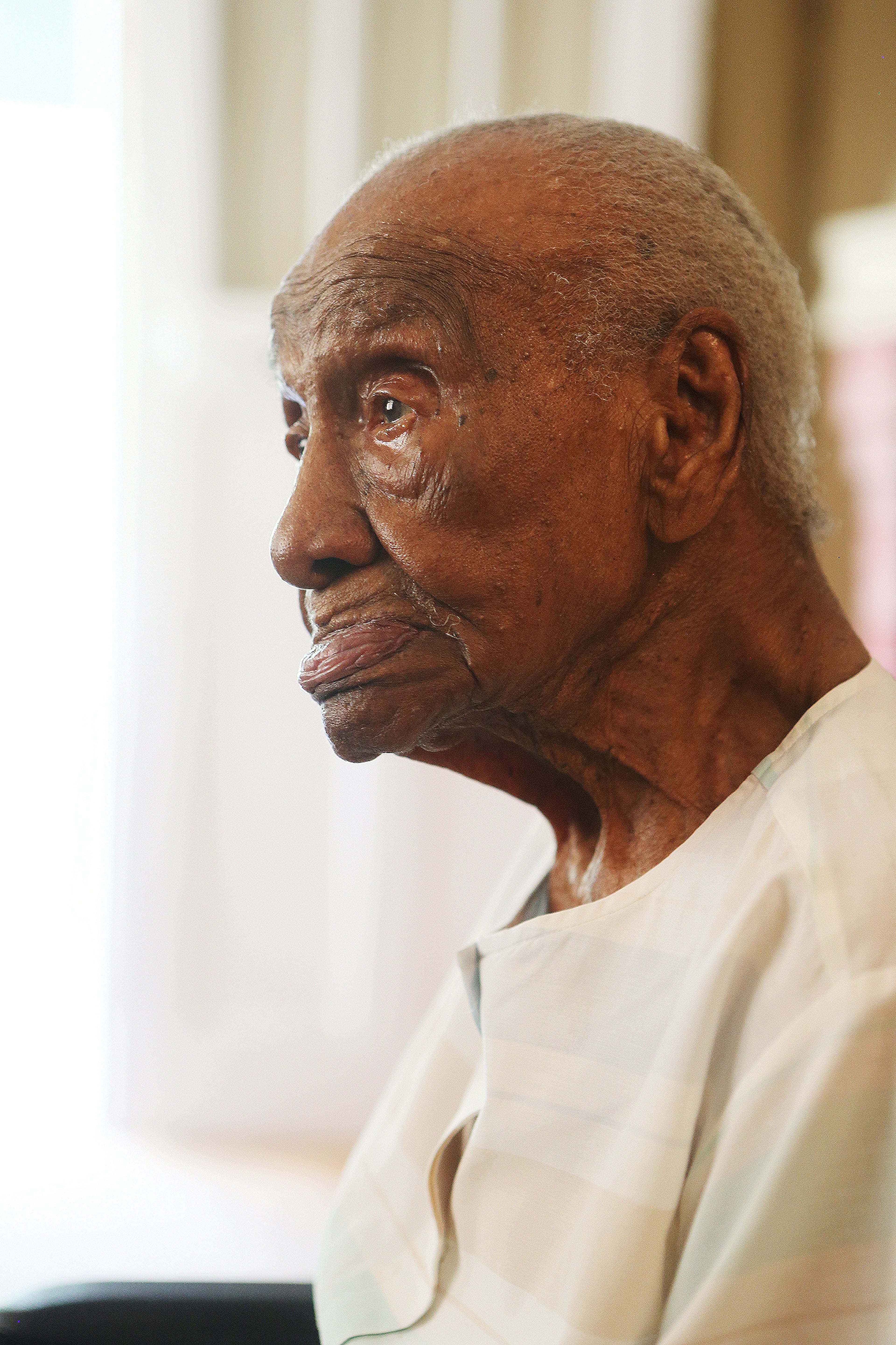 Willie Mae Hardy poses for a portrait at her home in Decatur, Georgia on Thursday, July 18, 2019. At 111 years old, Hardy is the oldest living African-American in the United States. Hardy was born in 1908 in Junction City, Georgia, and was the granddaughter of a slave. She moved to Atlanta in 1939 looking for a better life for her and her late daughter, Cassie, and has lived in the city ever since. Veronica Edwards, Hardy's granddaughter, is the primary caregiver for Hardy. Hardy had the opportunity to meet former First Lady Michelle Obama during Obama's book tour in May.