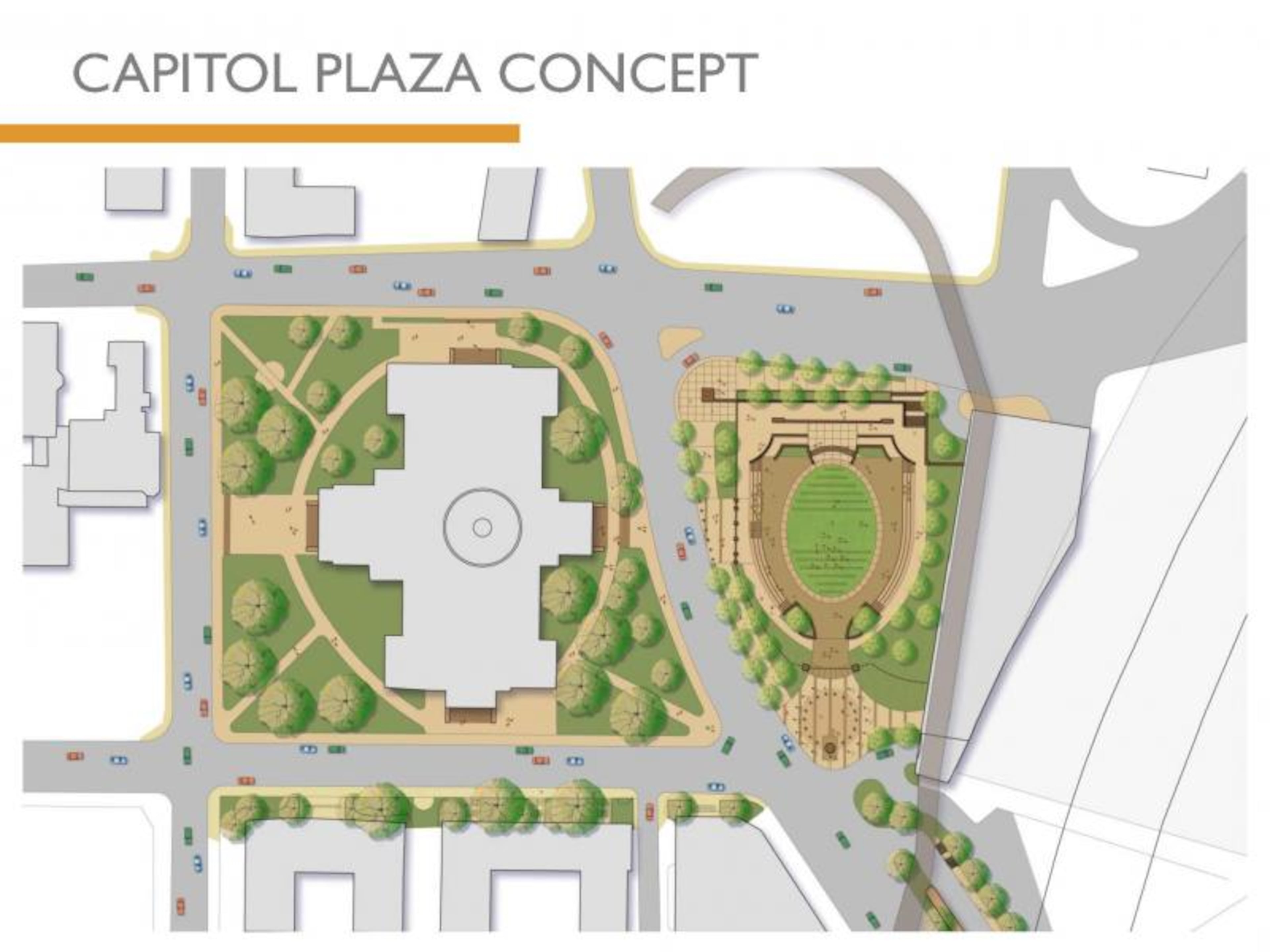 Rendering of the Liberty Plaza, overhead view plans. Photo by the Georgia Building Authority