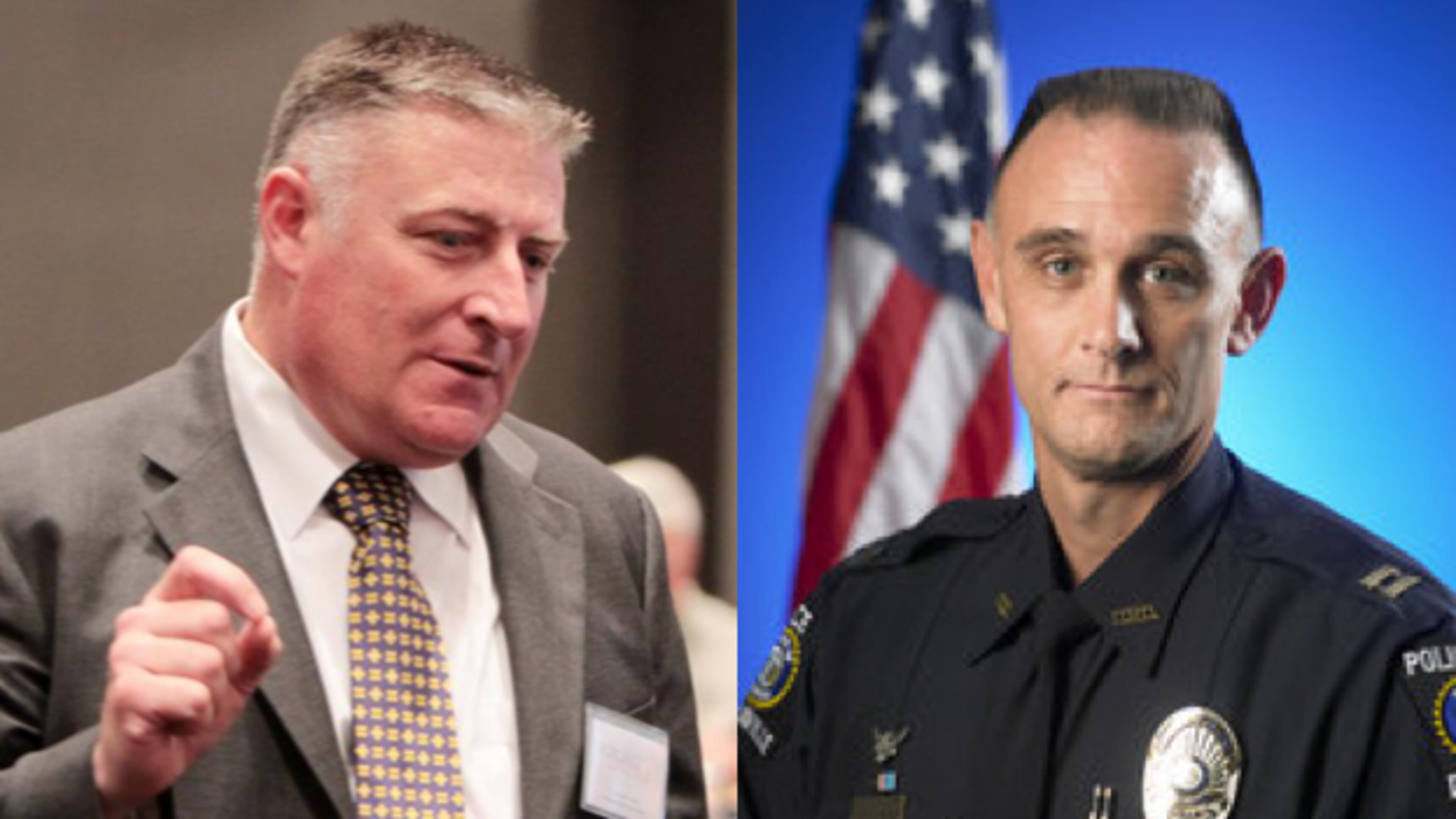 John King (left) was appointed to a statewide post, so Assistant Chief Chuck Atkinson was promoted to interim chief.