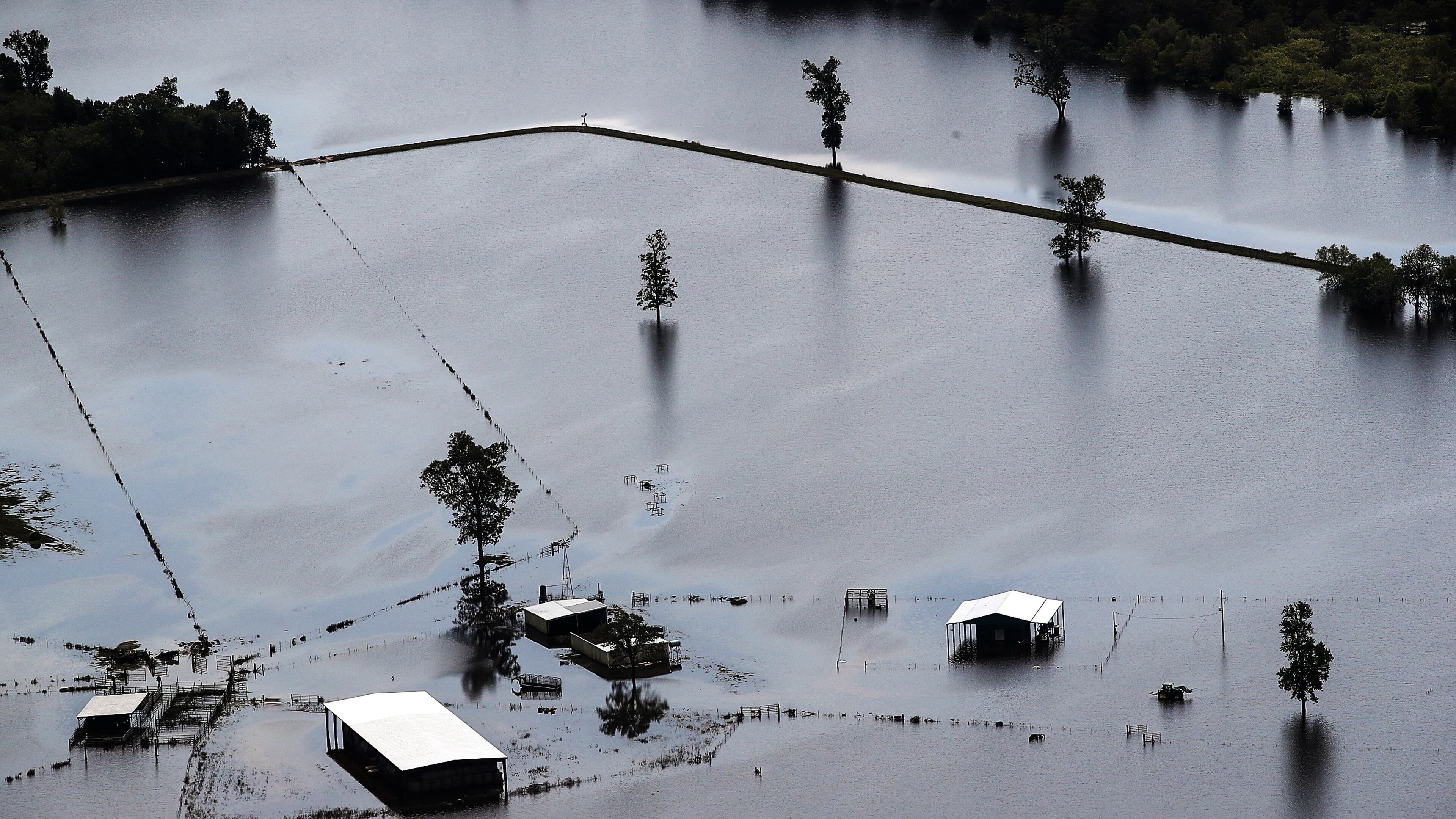 A flooded ranch near Beaumont after Hurricane Harvey hit Texas. (Photo by Justin Sullivan/Getty Images)