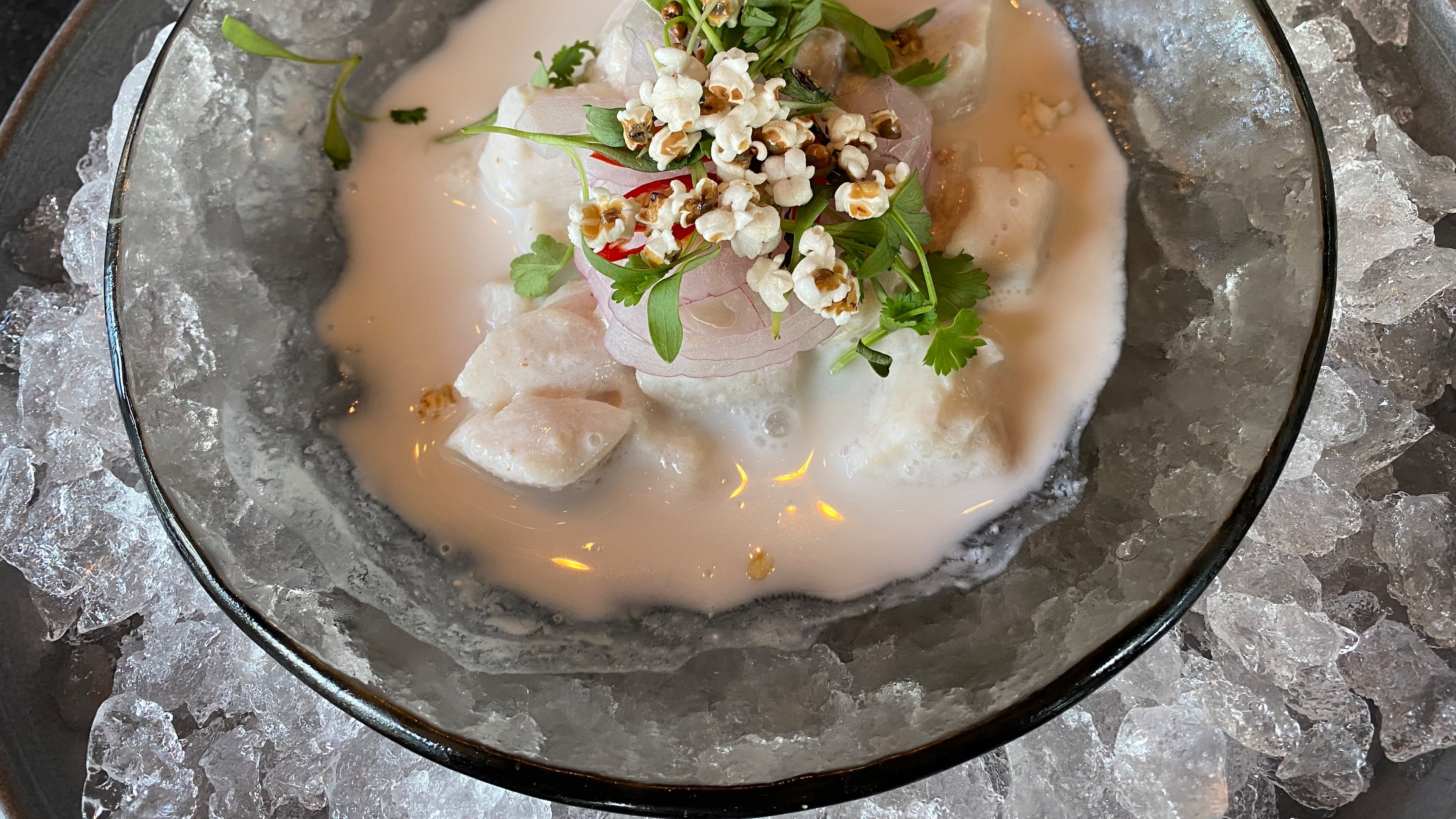 Fresh-Catch Coconut Ceviche from Fogón and Lions. (Ligaya Figueras / ligaya.figueras@ajc.com)