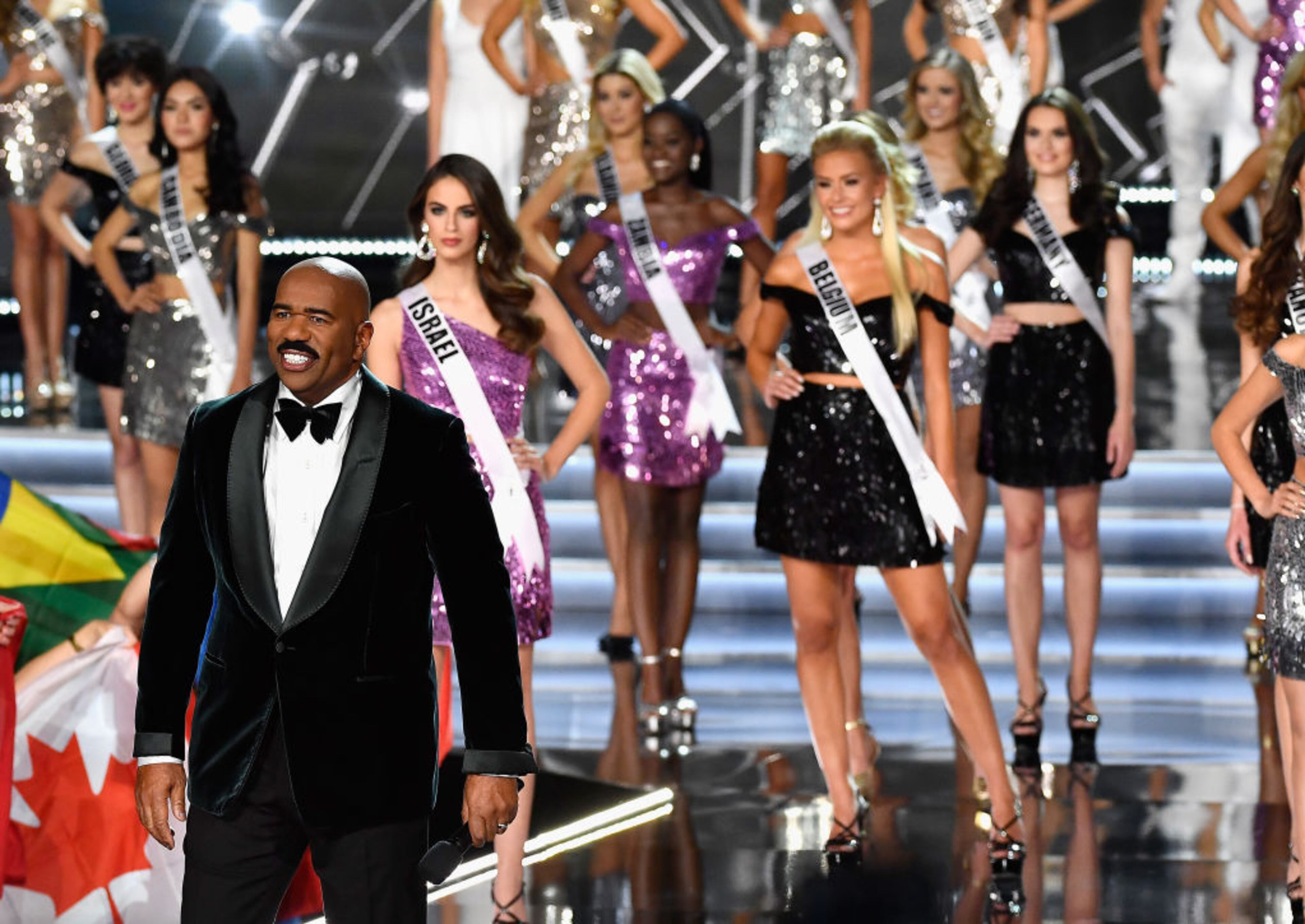 LAS VEGAS, NV - NOVEMBER 26: Television personality and host Steve Harvey appears during the 2017 Miss Universe Pageant at The Axis at Planet Hollywood Resort & Casino on November 26, 2017 in Las Vegas, Nevada. (Photo by Frazer Harrison/Getty Images)