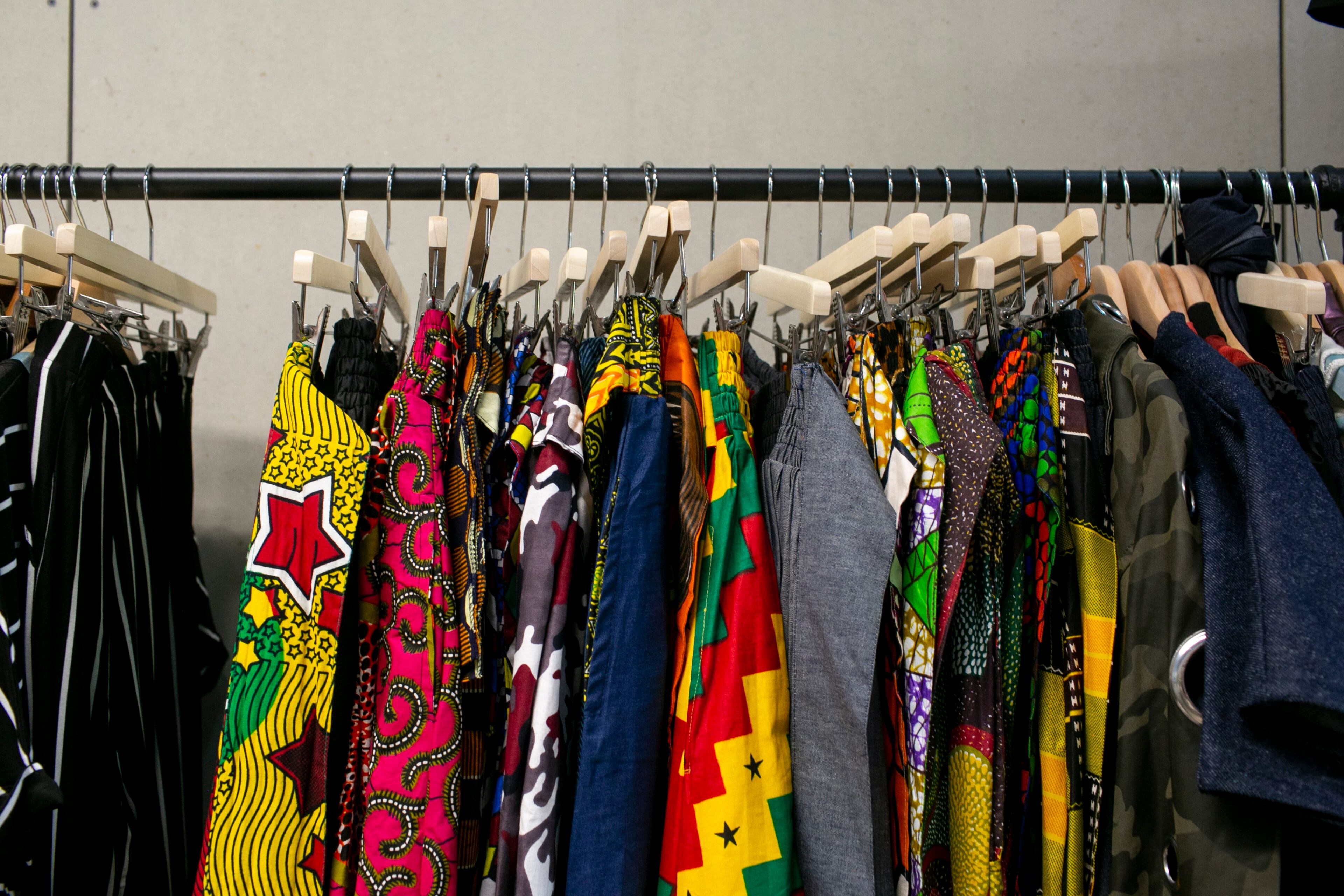 Clothes are seen at Frugal Chics Roc in the Nia Building at Pittsburgh Yards. (Rebecca Wright for the Atlanta Journal-Constitution)