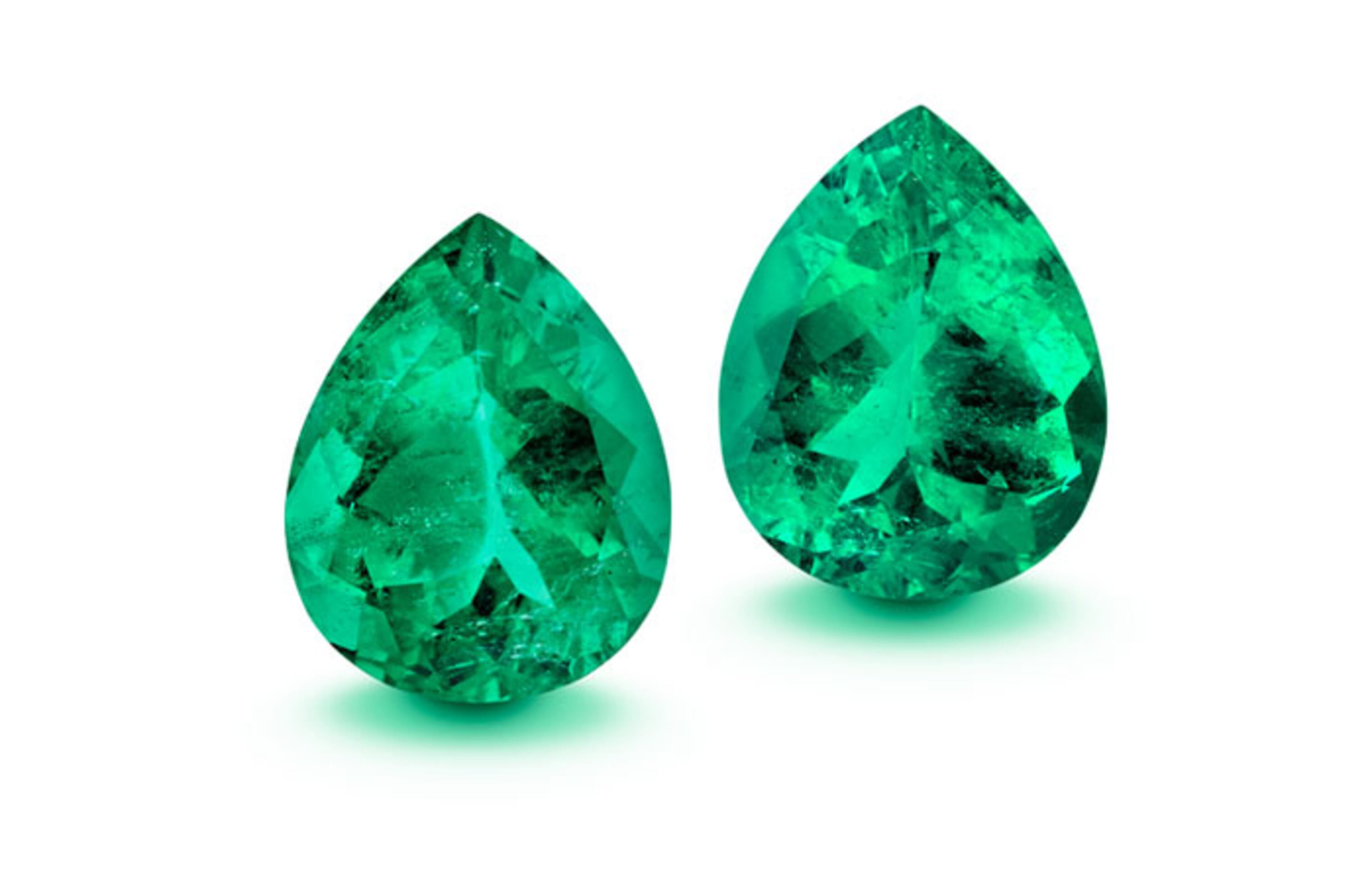The teardrop-shaped Tears of Fura emeralds weigh almost 100 carats are are extremely rare as a matched set, according to Guernsey's.